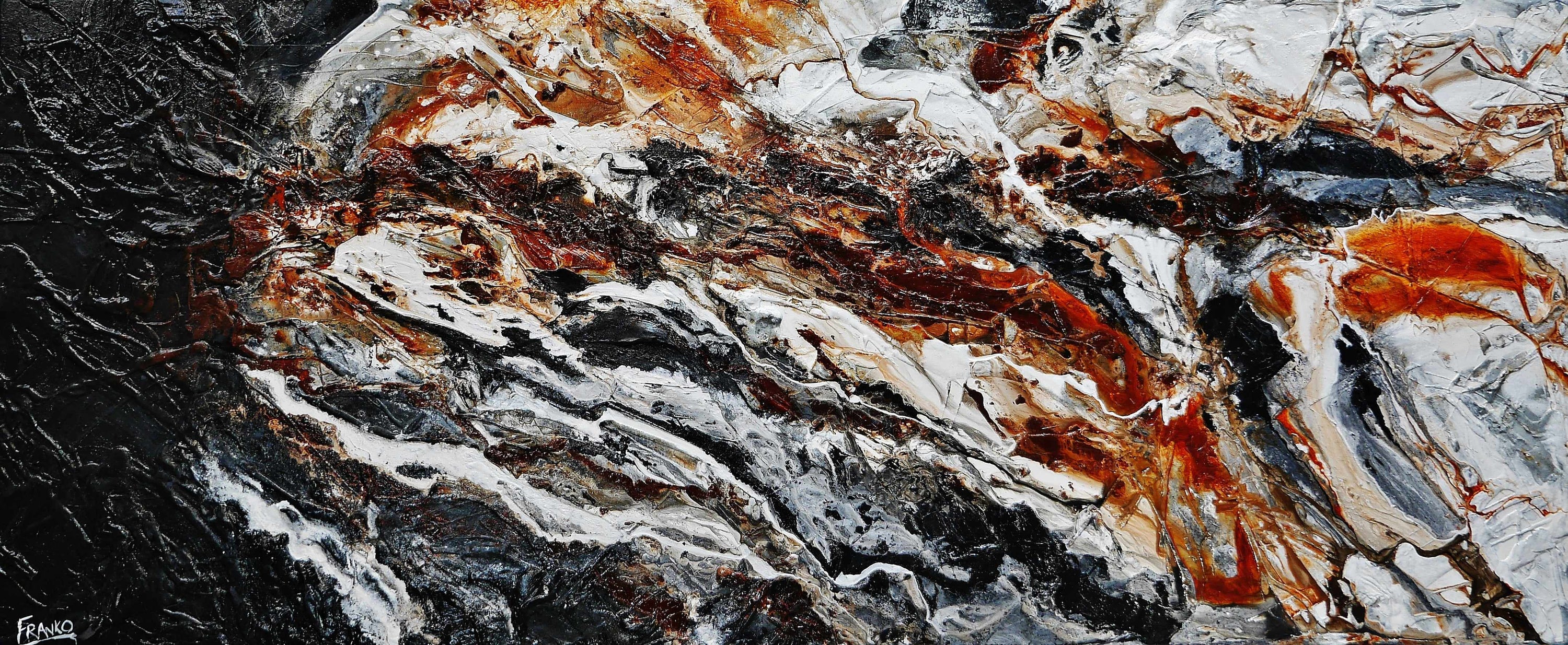 Slated Oxide 240cm x 100cm Black White Rust Textured Abstract Painting (SOLD)-Abstract-[Franko_Artist]-[Australian_artist]-[Gold_Coast]-[Brisbane]-[modern]-[contemporary]-[original]-[Large_artwork]-Franklin Art Studio