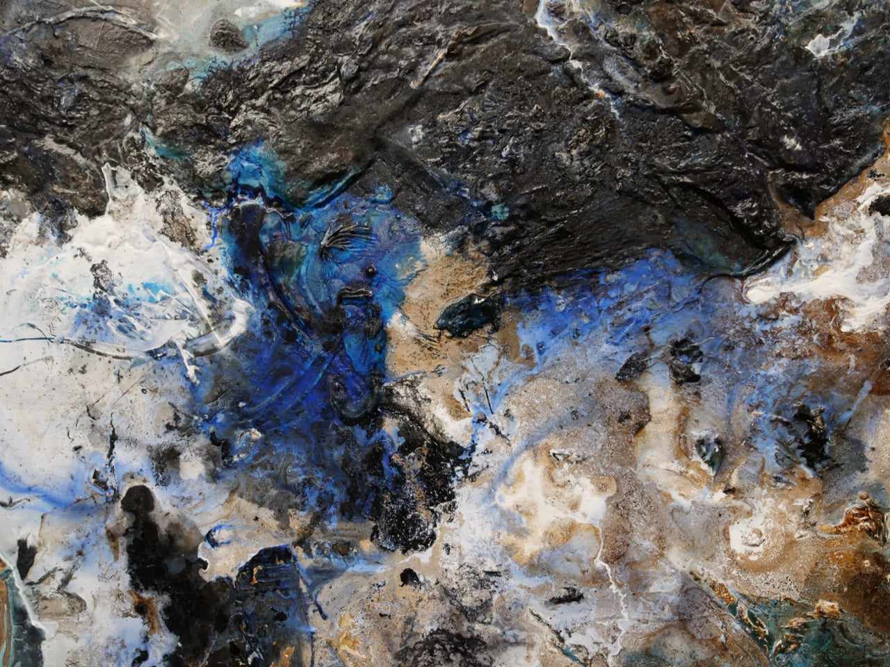 Slated Rapture 190cm x 100cm Blue Rust Black Textured Abstract Painting (SOLD)
