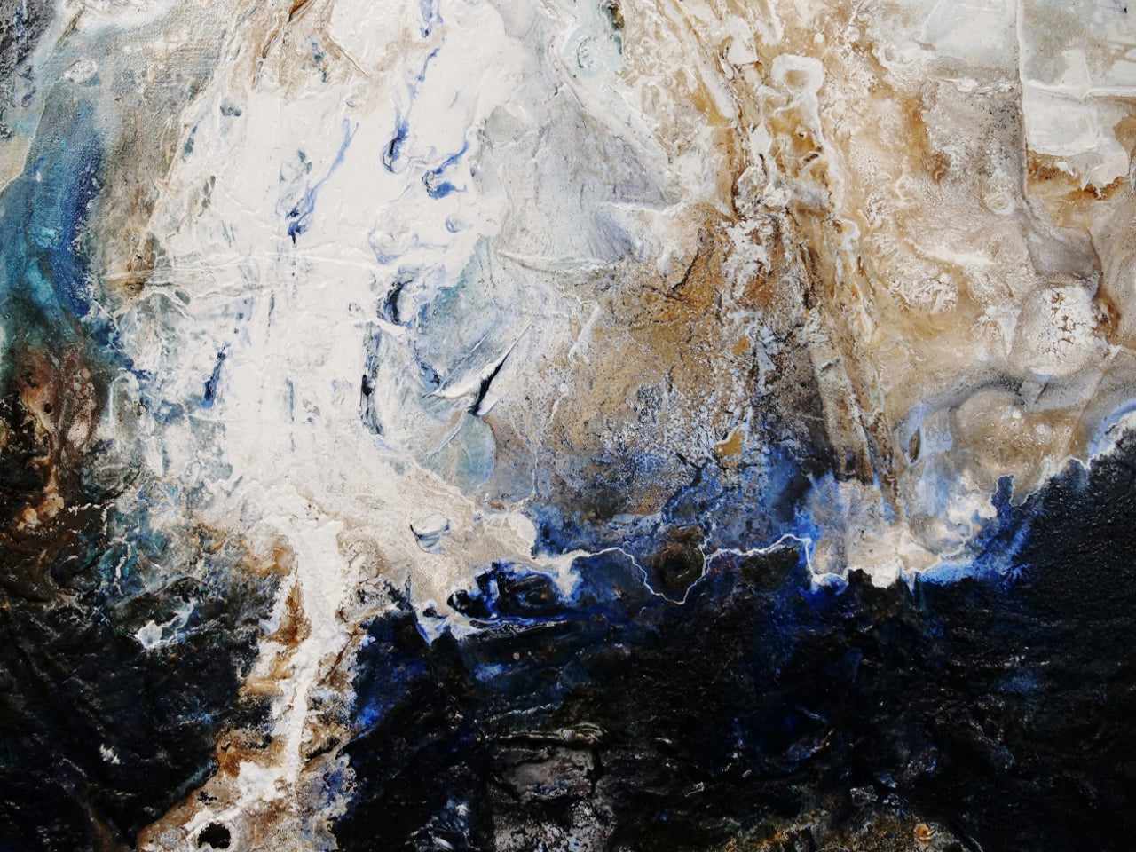 Slated Rapture 190cm x 100cm Blue Rust Black Textured Abstract Painting (SOLD)