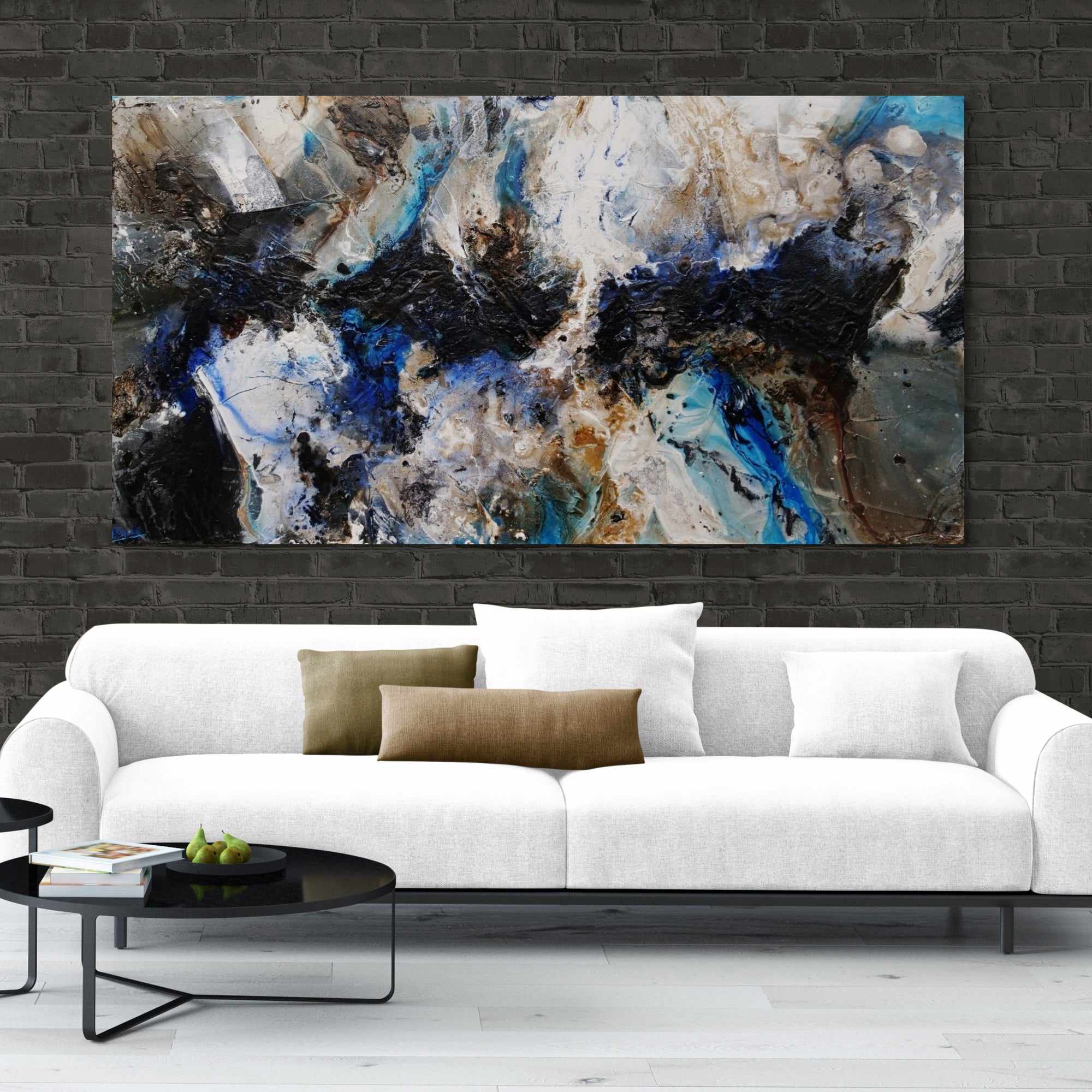 Slated Rapture 190cm x 100cm Blue Rust Black Textured Abstract Painting (SOLD)