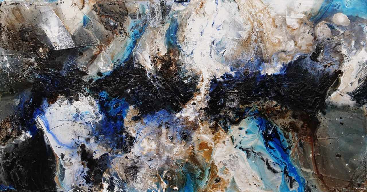 Slated Rapture 190cm x 100cm Blue Rust Black Textured Abstract Painting (SOLD)-Abstract-[Franko_Artist]-[Australian_artist]-[Gold_Coast]-[Brisbane]-[modern]-[contemporary]-[original]-[Large_artwork]-Franklin Art Studio