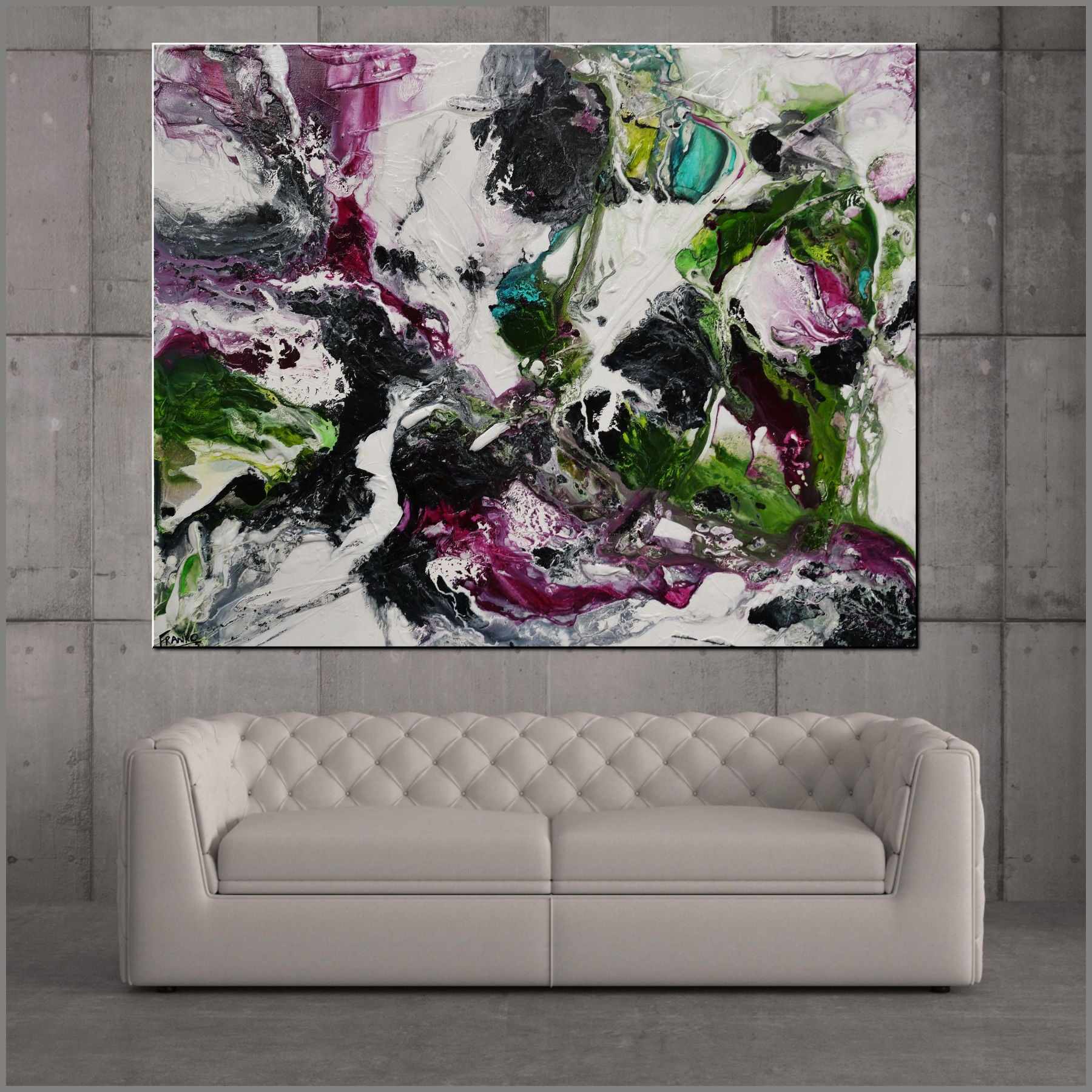 Slated Violet 140cm x 180cm Green Violet Textured Abstract Painting-Abstract-[Franko_Artist]-[Australian_artist]-[Gold_Coast]-[Brisbane]-[modern]-[contemporary]-[original]-[Large_artwork]-[The_Block]-[Dream_Homes]-[ideas]-[Grand_Designs]-[Art_Lover]-Franklin Art Studio