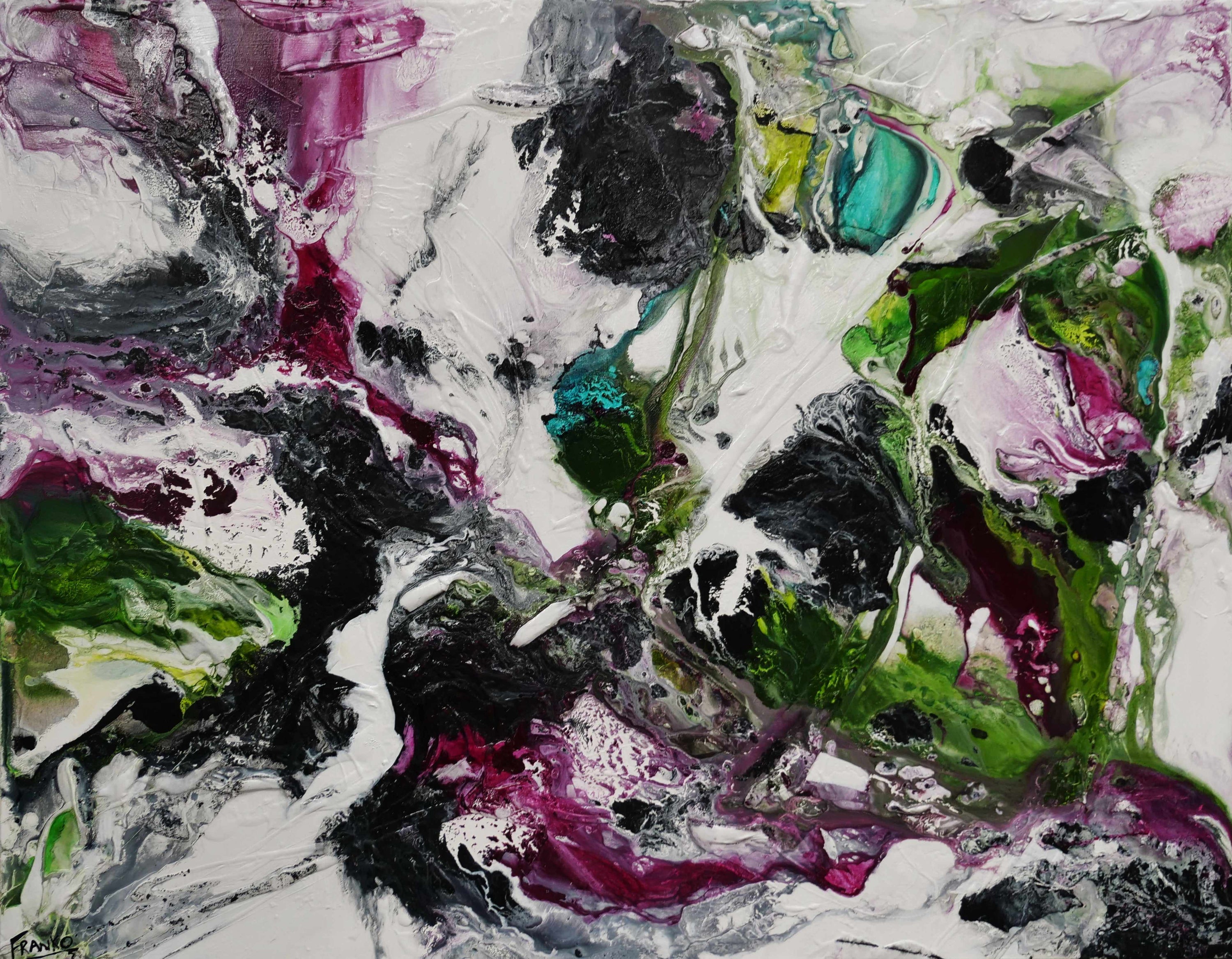 Slated Violet 140cm x 180cm Green Violet Textured Abstract Painting-Abstract-[Franko_Artist]-[Australian_artist]-[Gold_Coast]-[Brisbane]-[modern]-[contemporary]-[original]-[Large_artwork]-Franklin Art Studio