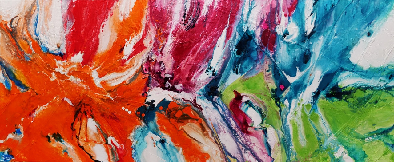 Soda Pop 240cm x 100cm Colourful Textured Abstract Painting (SOLD)-Abstract-[Franko_Artist]-[Australian_artist]-[Gold_Coast]-[Brisbane]-[modern]-[contemporary]-[original]-[Large_artwork]-Franklin Art Studio