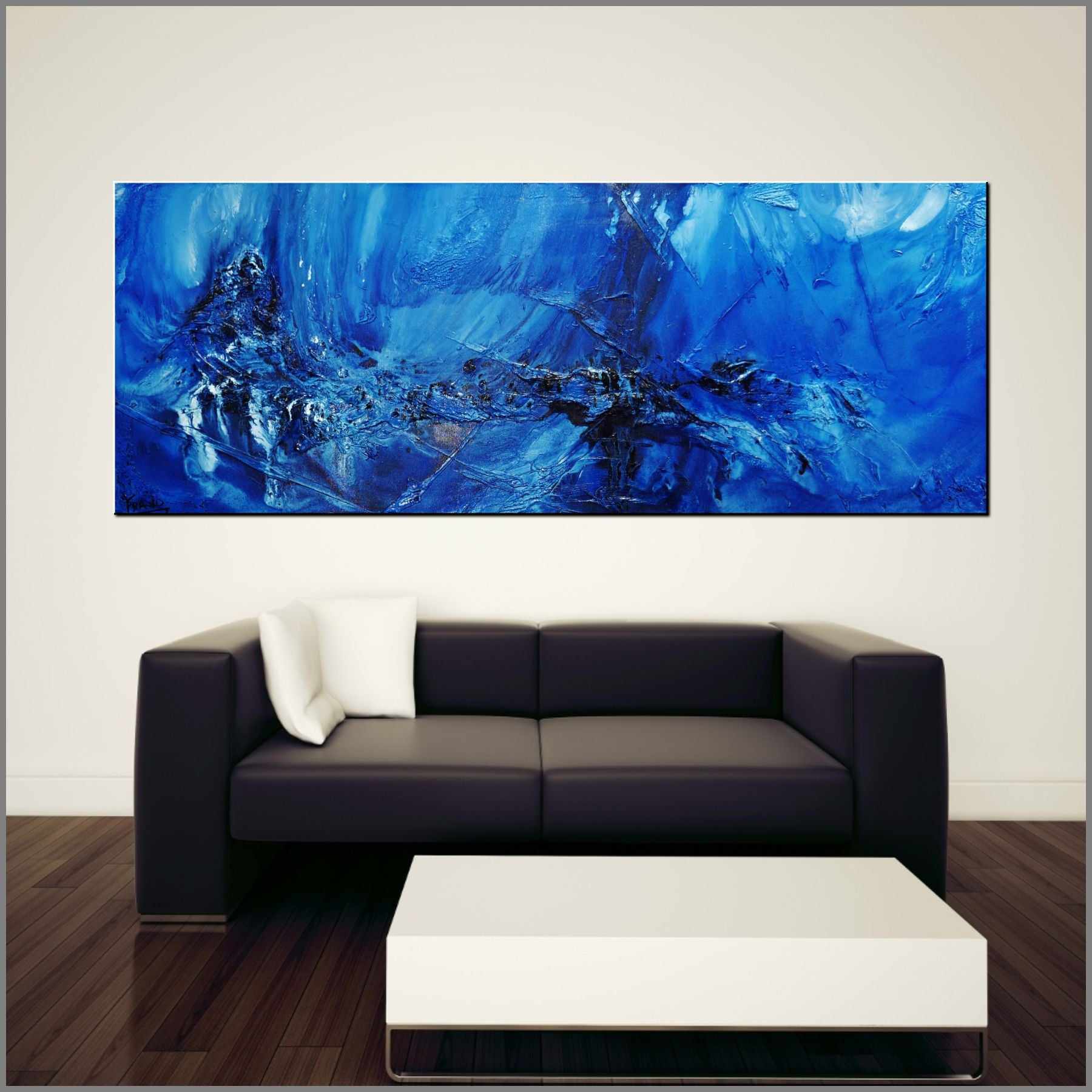 Something About Blue 160cm x 60cm Blue Textured Abstract Painting (SOLD)-Abstract-[Franko_Artist]-[Australian_artist]-[Gold_Coast]-[Brisbane]-[modern]-[contemporary]-[original]-[Large_artwork]-[The_Block]-[Dream_Homes]-[ideas]-[Grand_Designs]-[Art_Lover]-Franklin Art Studio