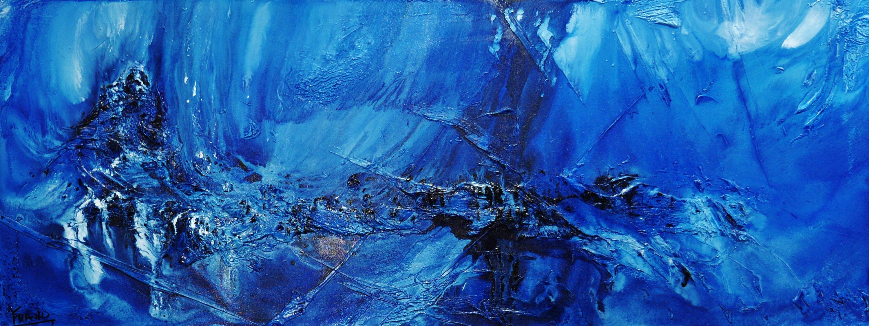 Something About Blue 160cm x 60cm Blue Textured Abstract Painting (SOLD)-Abstract-[Franko_Artist]-[Australian_artist]-[Gold_Coast]-[Brisbane]-[modern]-[contemporary]-[original]-[Large_artwork]-Franklin Art Studio