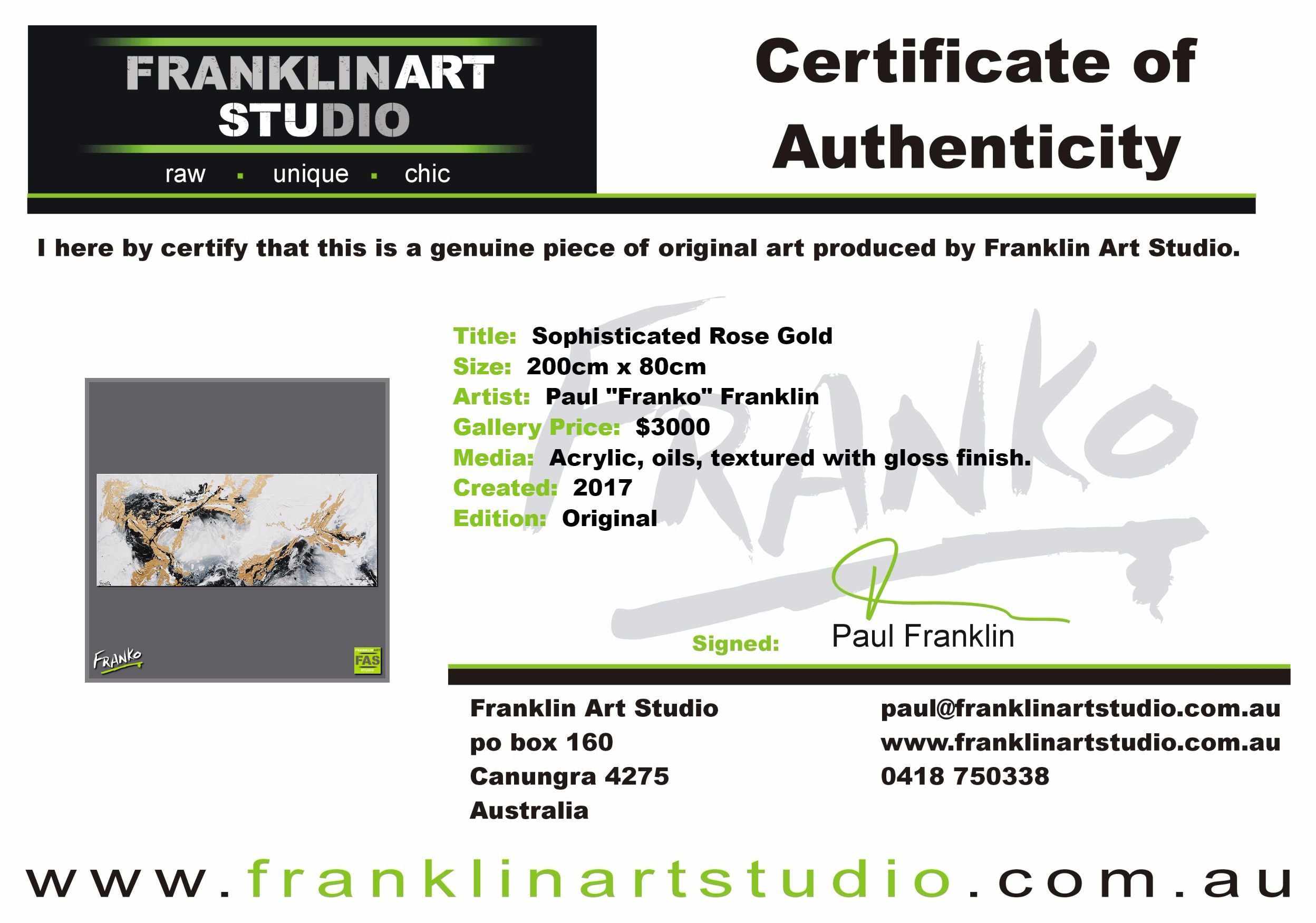 Sophisticated Rose Gold 200cm x 80cm Metallic Gold White Abstract Painting (SOLD)-abstract-[Franko_Artist]-[The_Block]-[Dream_Homes]-[ideas]-[Grand_Designs]-[Art_Lover]-Franklin Art Studio