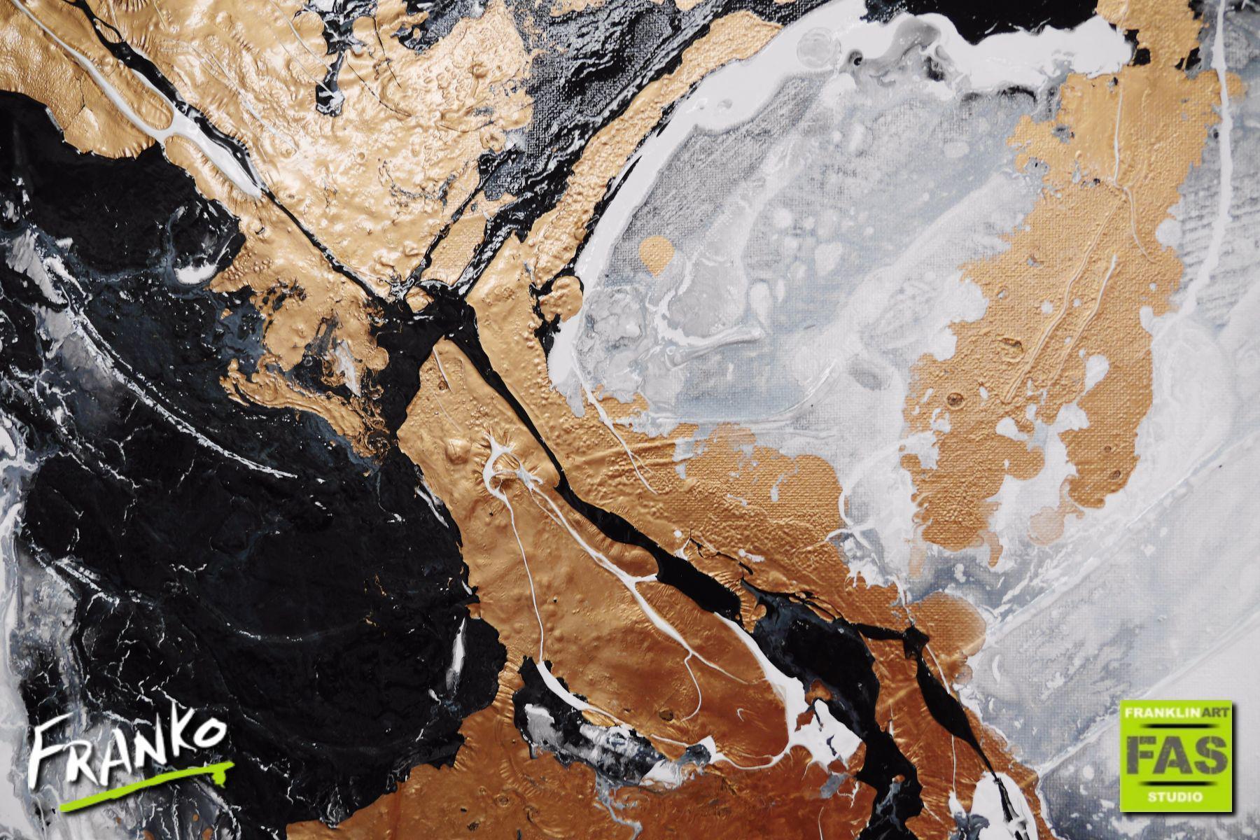 Sophisticated Rose Gold 200cm x 80cm Metallic Gold White Abstract Painting (SOLD)-abstract-[Franko]-[Artist]-[Australia]-[Painting]-Franklin Art Studio