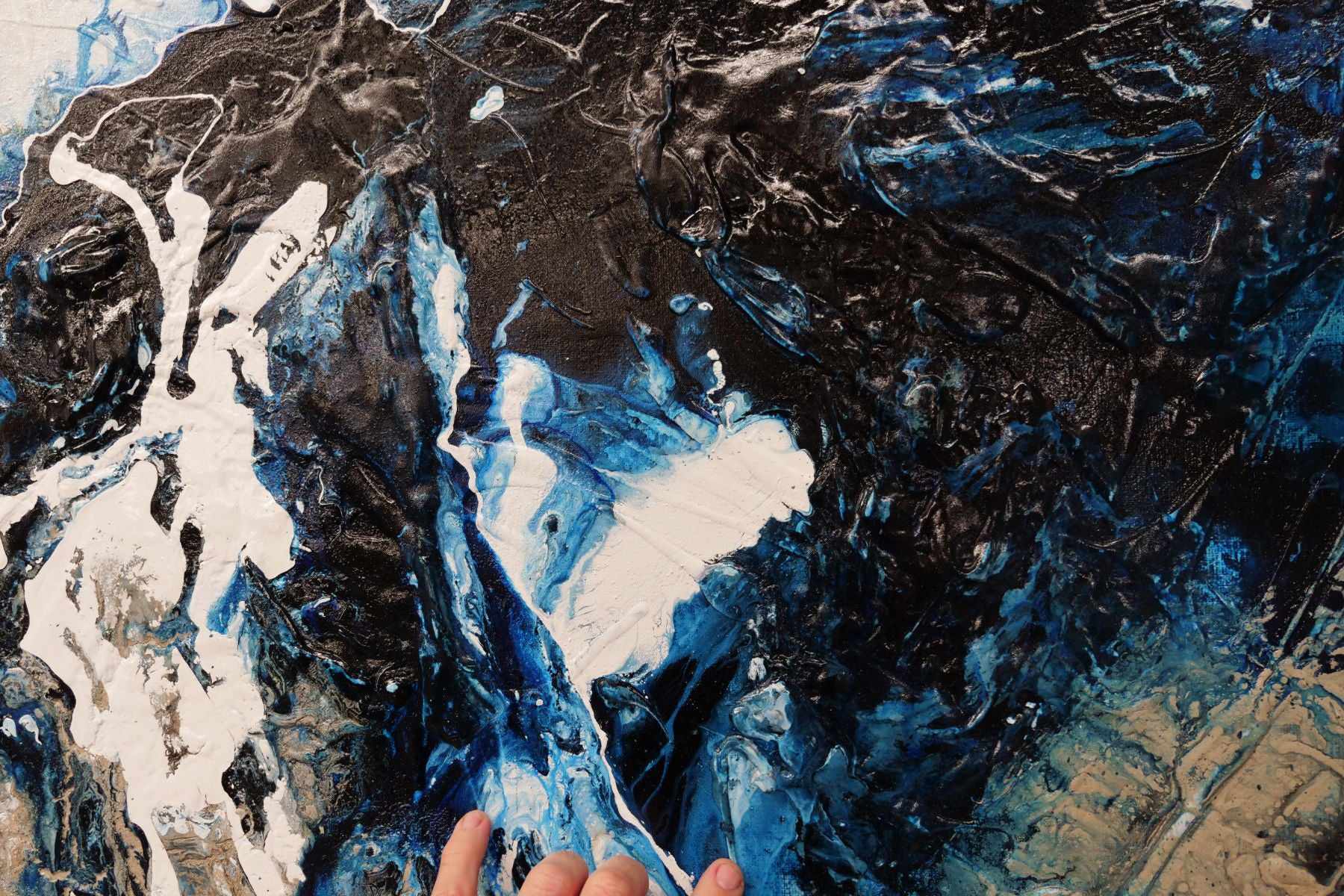 Sorrento Delta 140cm x 100cm Blue Cream Textured Abstract Painting (SOLD)