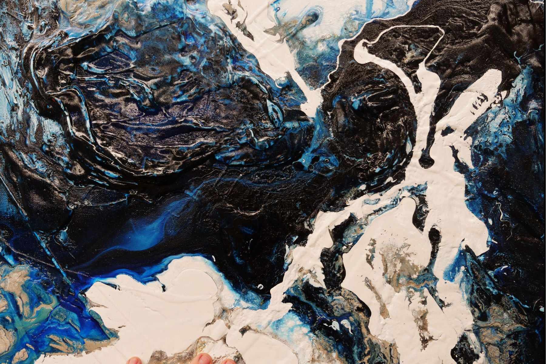 Sorrento Delta 140cm x 100cm Blue Cream Textured Abstract Painting (SOLD)