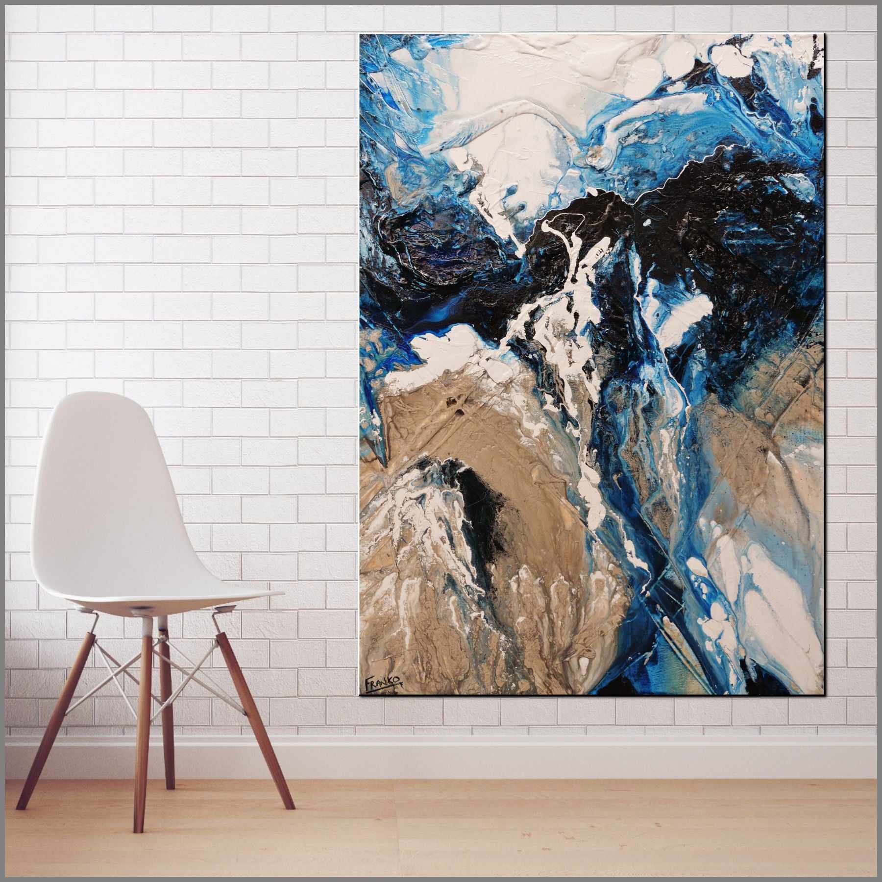 Sorrento Delta 140cm x 100cm Blue Cream Textured Abstract Painting (SOLD)-Abstract-[Franko_Artist]-[Australian_artist]-[Gold_Coast]-[Brisbane]-[modern]-[contemporary]-[original]-[Large_artwork]-[The_Block]-[Dream_Homes]-[ideas]-[Grand_Designs]-[Art_Lover]-Franklin Art Studio