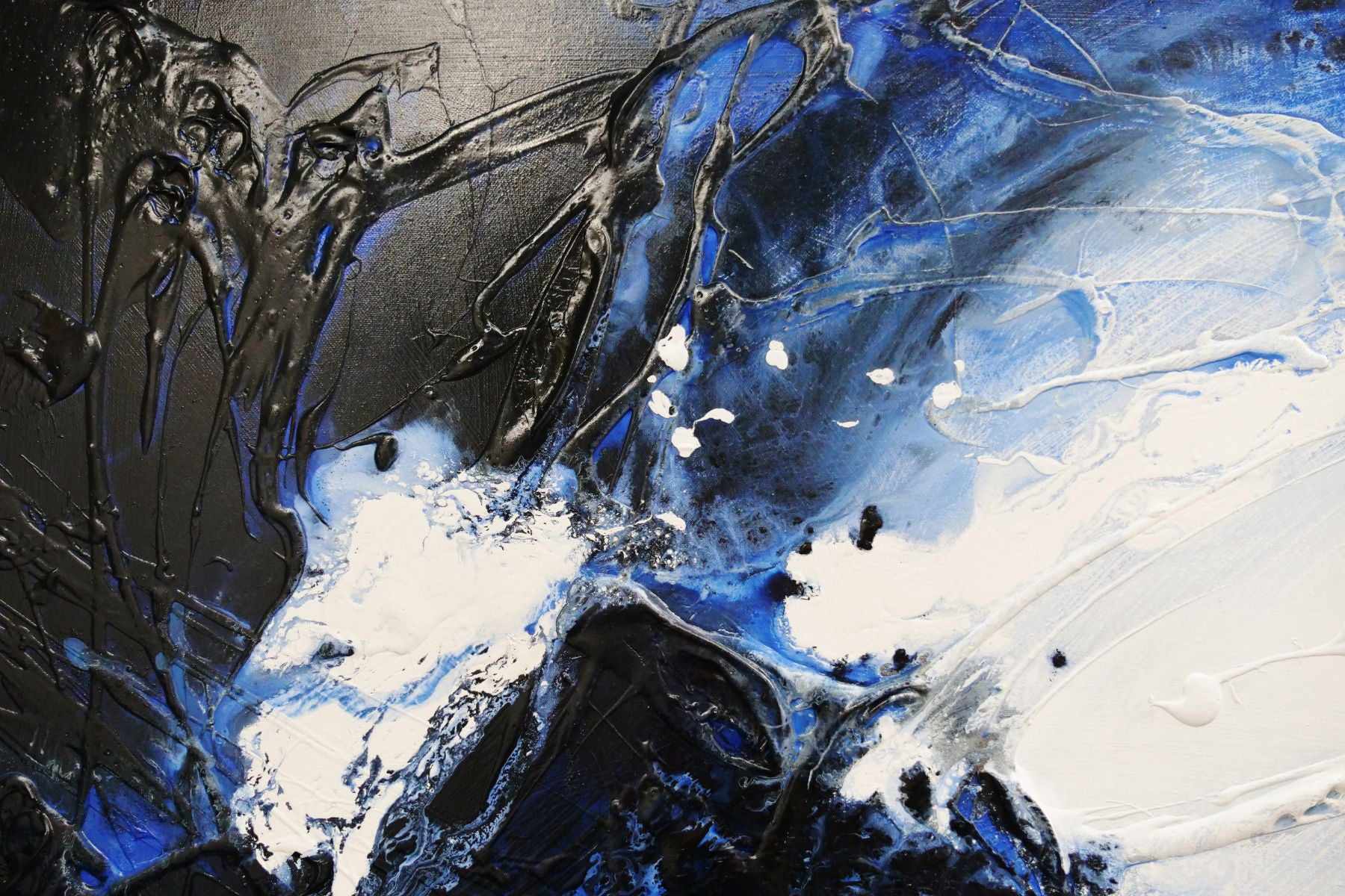 Sorrento Rapture 190cm x 100cm Paynes Grey White Textured Abstract Painting (SOLD)