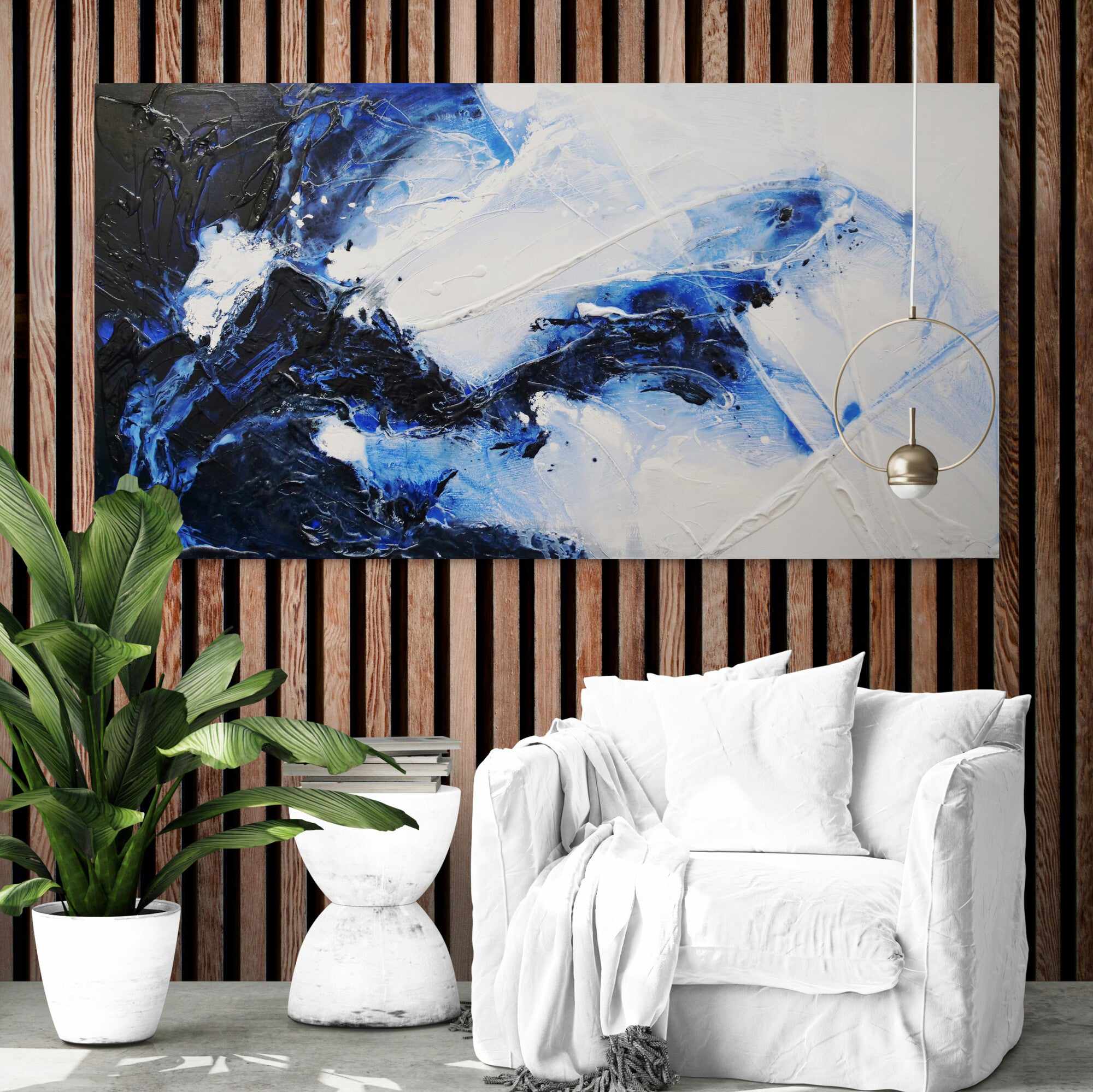 Sorrento Rapture 190cm x 100cm Paynes Grey White Textured Abstract Painting (SOLD)-Abstract-[Franko]-[Artist]-[Australia]-[Painting]-Franklin Art Studio