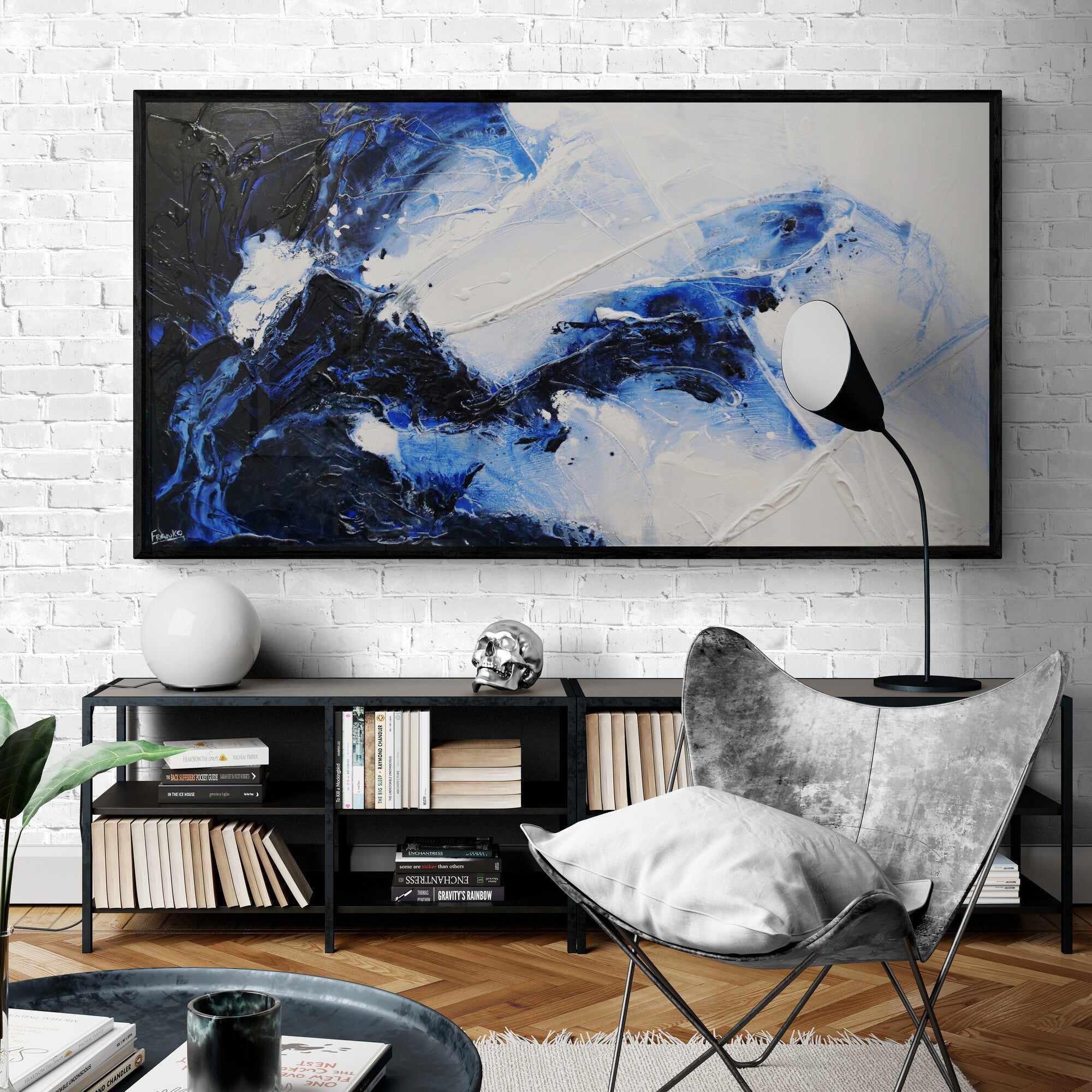 Sorrento Rapture 190cm x 100cm Paynes Grey White Textured Abstract Painting (SOLD)-Abstract-[Franko_Artist]-[Australian_artist]-[Gold_Coast]-[Brisbane]-[modern]-[contemporary]-[original]-[Large_artwork]-[The_Block]-[Dream_Homes]-[ideas]-[Grand_Designs]-[Art_Lover]-Franklin Art Studio