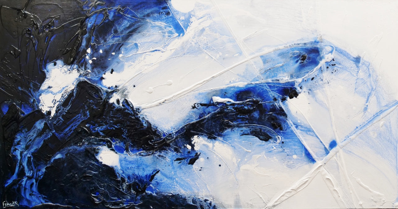 Sorrento Rapture 190cm x 100cm Paynes Grey White Textured Abstract Painting (SOLD)-Abstract-[Franko_Artist]-[Australian_artist]-[Gold_Coast]-[Brisbane]-[modern]-[contemporary]-[original]-[Large_artwork]-Franklin Art Studio