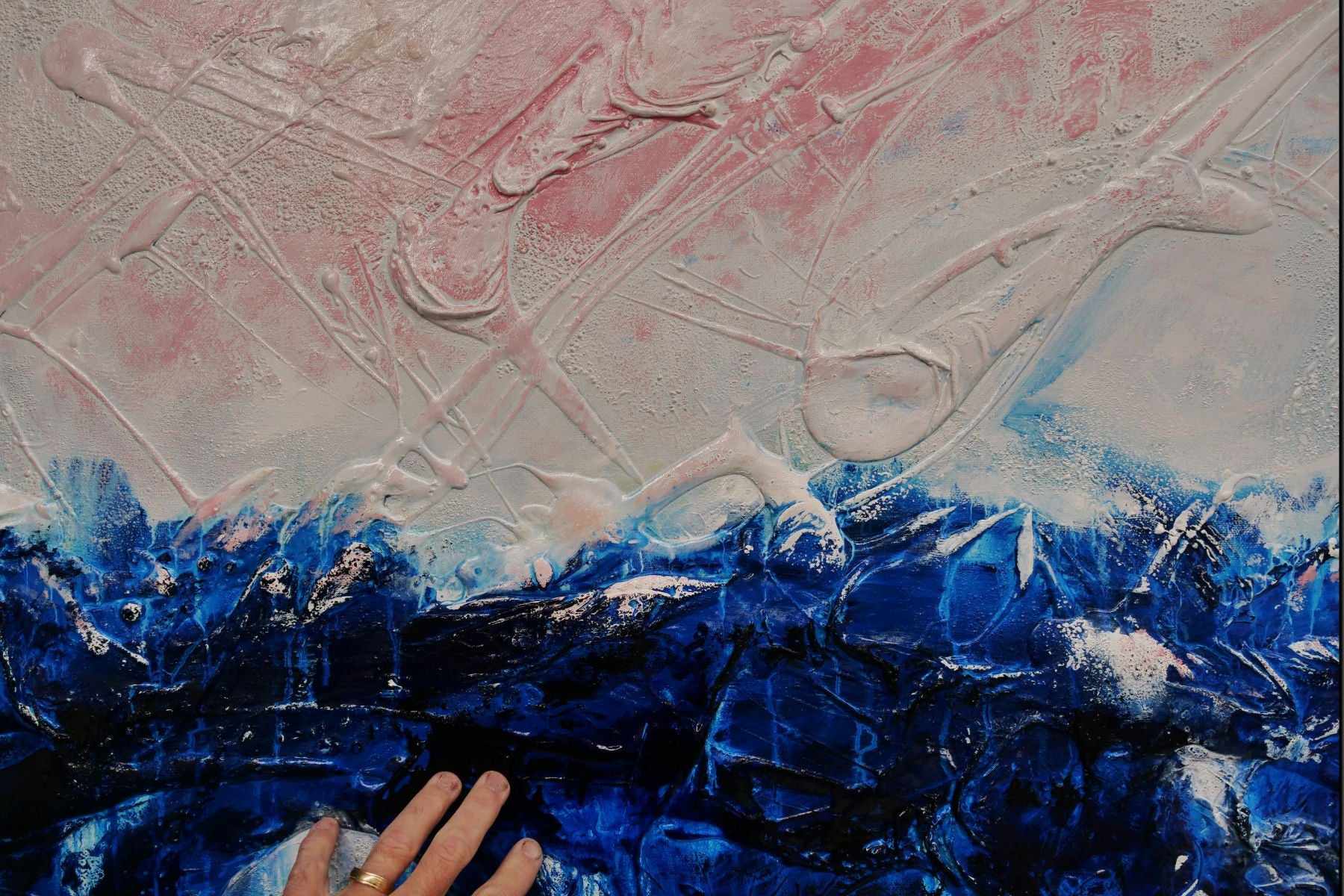 Sorrento Romance 190cm x 100cm Blue Pink Cream Textured Abstract Painting (SOLD)