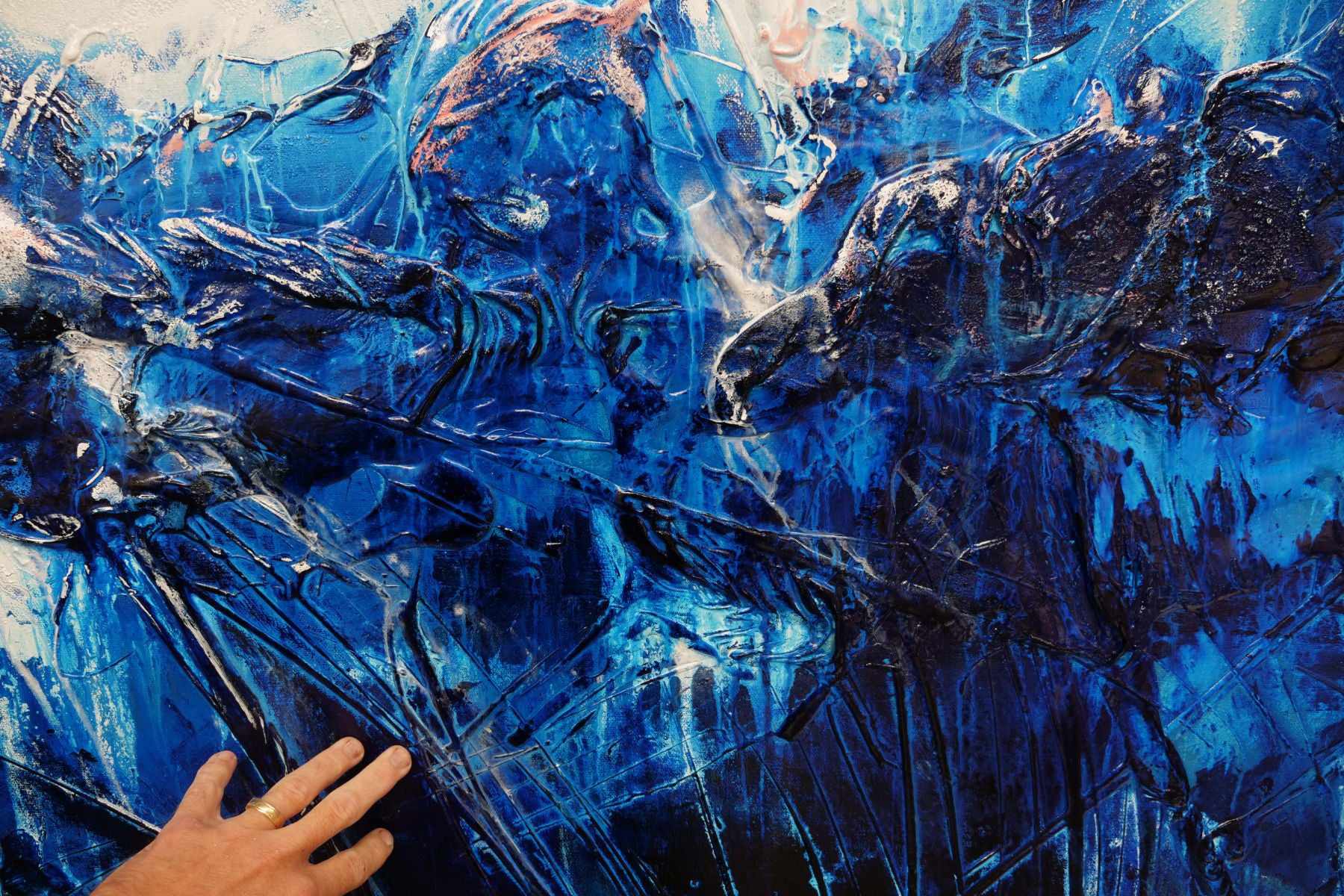 Sorrento Romance 190cm x 100cm Blue Pink Cream Textured Abstract Painting (SOLD)