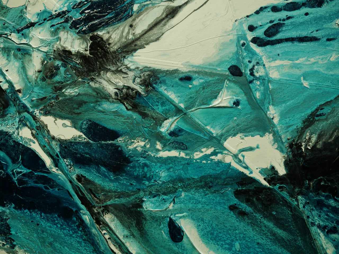 Sorrento Teal 200cm x 80cm Teal Black Textured Abstract Painting (SOLD)