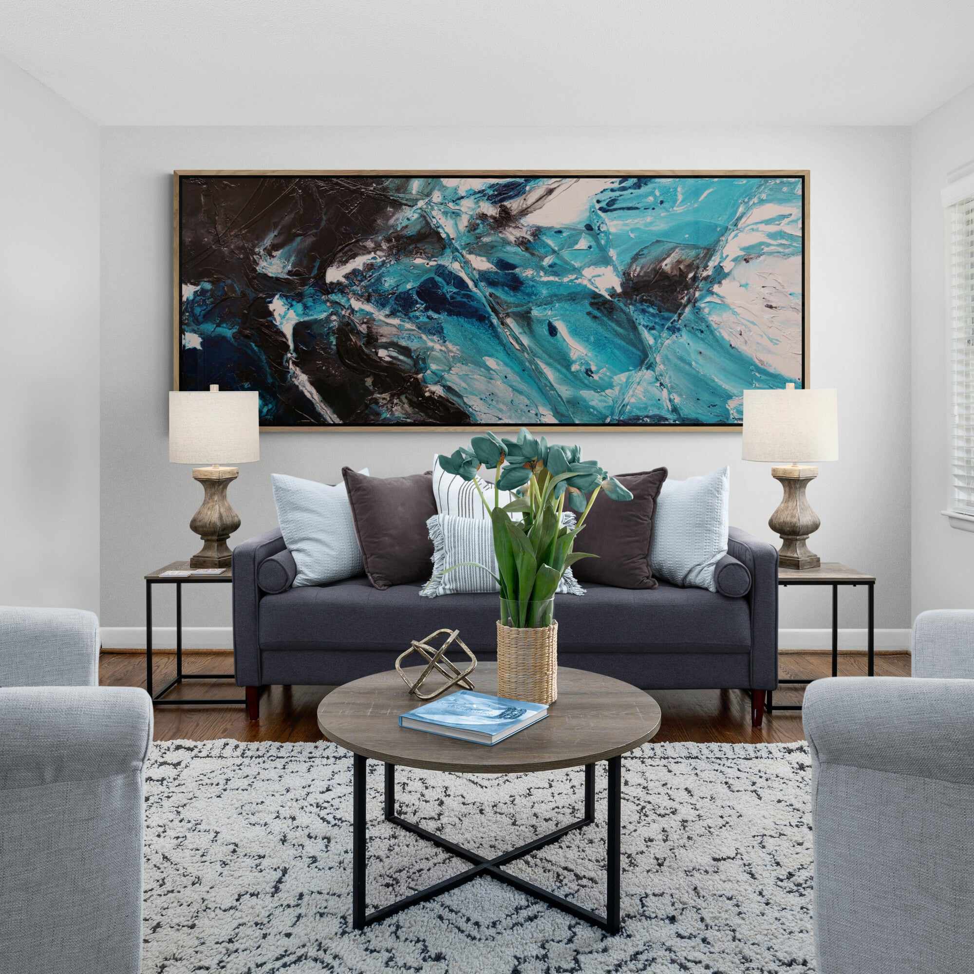 Sorrento Teal 200cm x 80cm Teal Black Textured Abstract Painting (SOLD)-Abstract-[Franko_Artist]-[Australian_artist]-[Gold_Coast]-[Brisbane]-[modern]-[contemporary]-[original]-[Large_artwork]-[The_Block]-[Dream_Homes]-[ideas]-[Grand_Designs]-[Art_Lover]-Franklin Art Studio