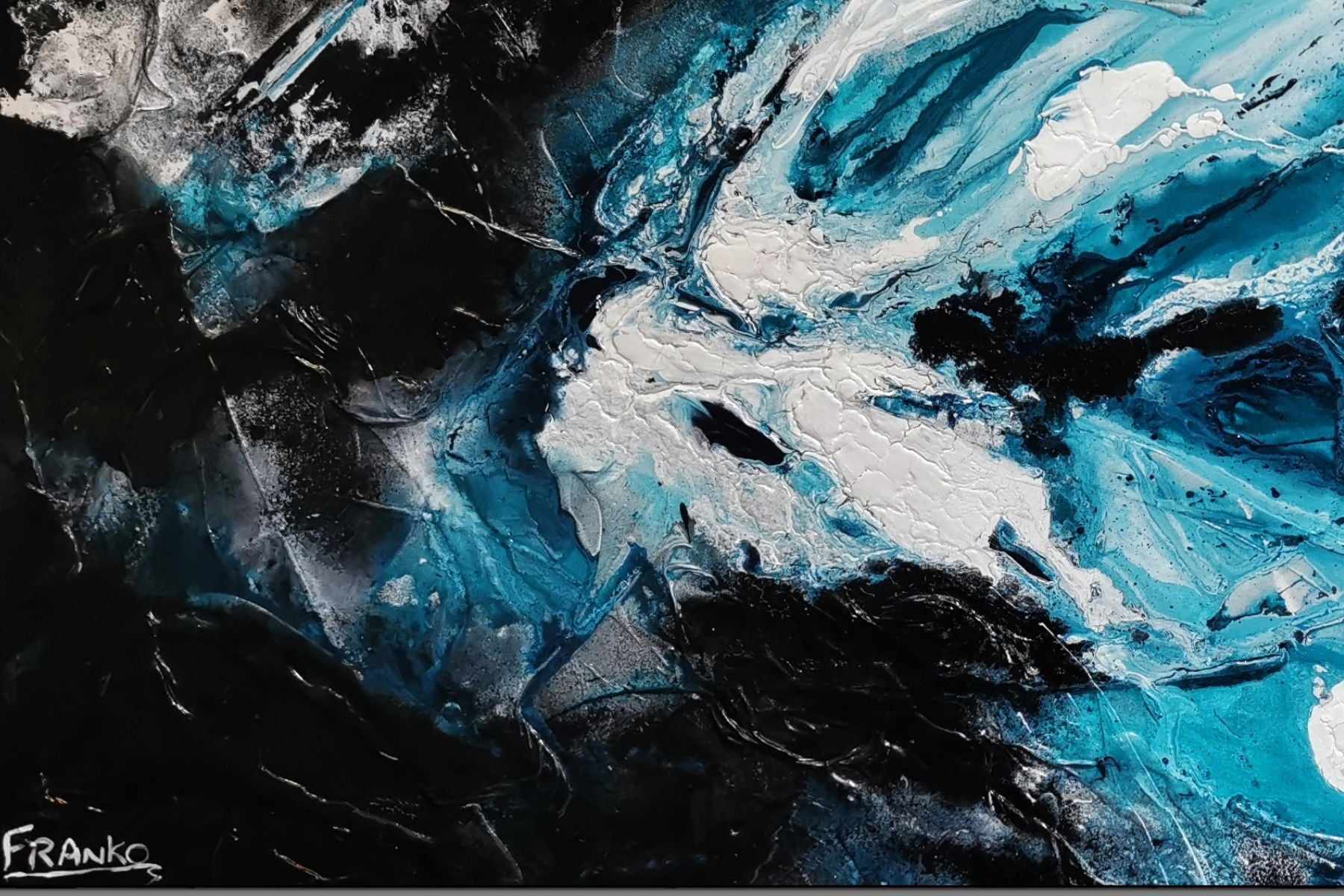 Southern Atmosphere 200cm x 80cm Blue Black Textured Abstract Painting (SOLD)