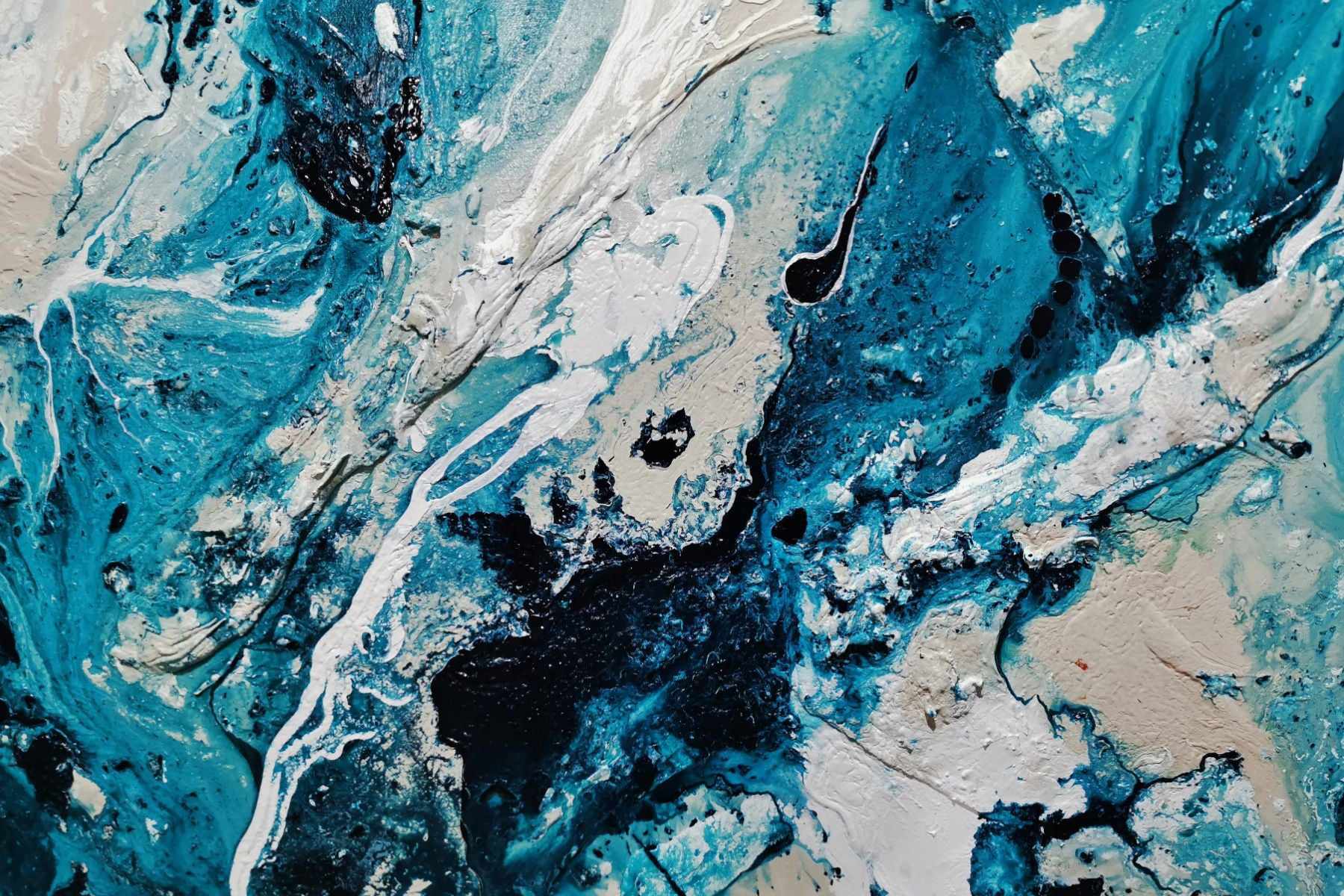 Southern Aura 240cm x 120cm Blue White Cream Textured Abstract Painting (SOLD)