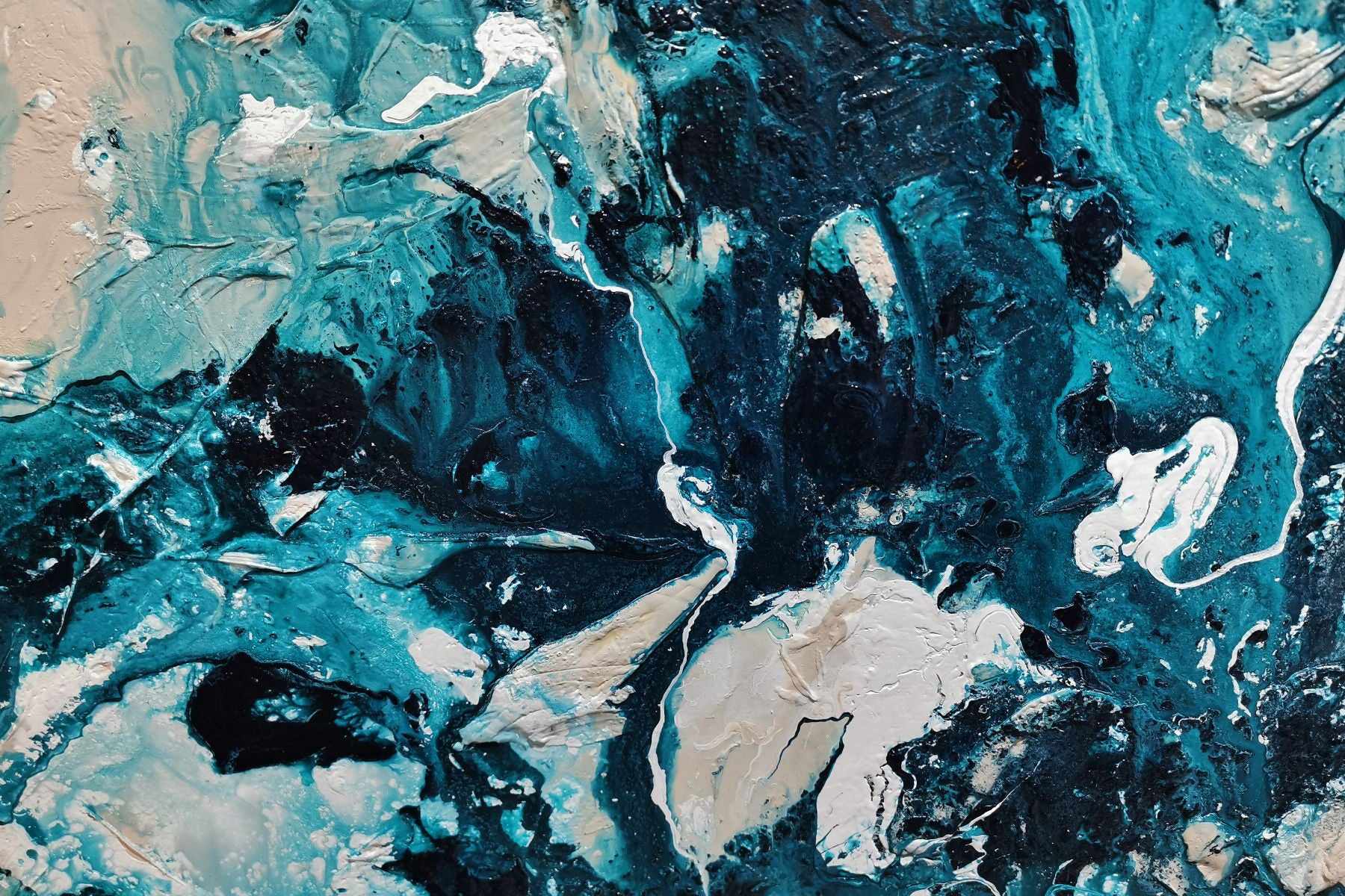 Southern Aura 240cm x 120cm Blue White Cream Textured Abstract Painting (SOLD)