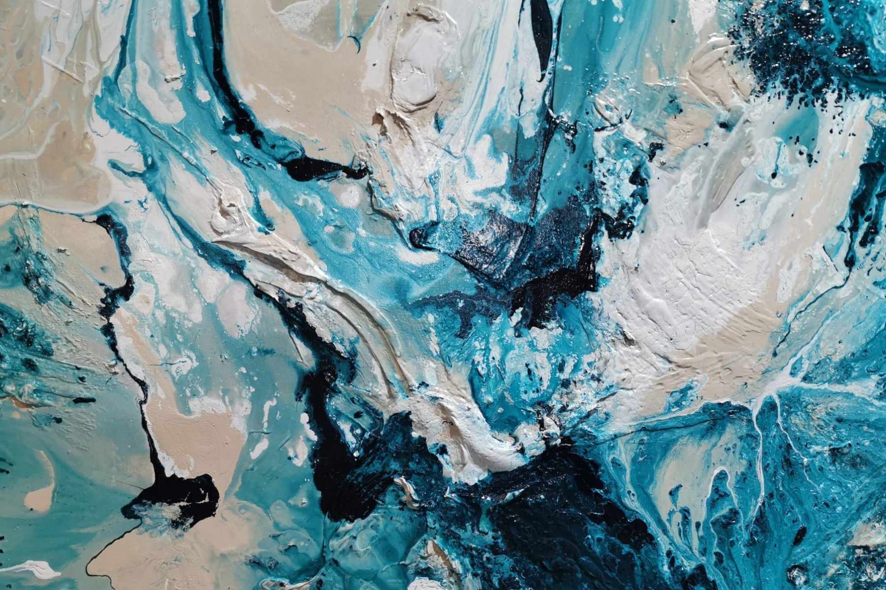 Southern Aura 240cm x 120cm Blue White Cream Textured Abstract Painting (SOLD)-Abstract-[Franko]-[Artist]-[Australia]-[Painting]-Franklin Art Studio