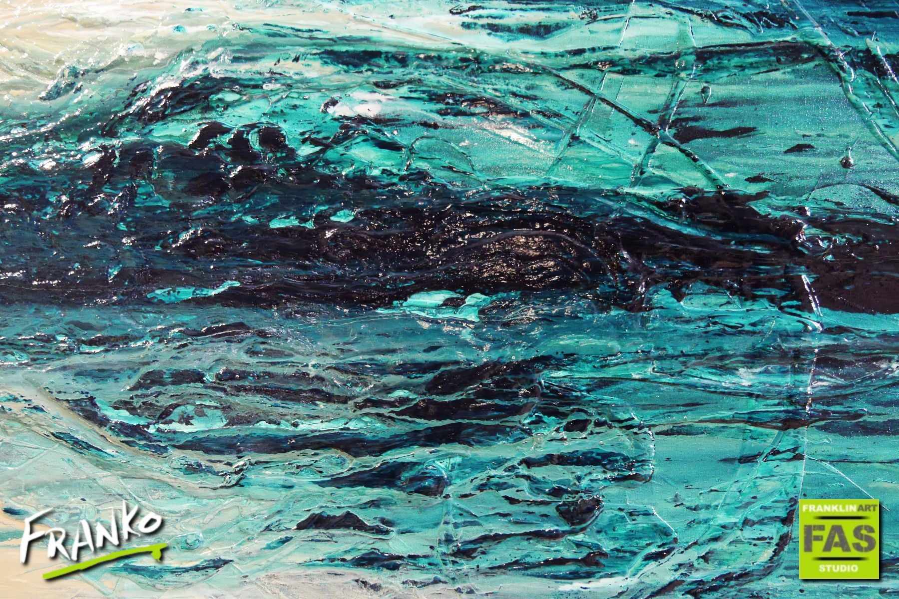 Southern Aurora 240cm x 100cm Turquoise Abstract Painting (SOLD)