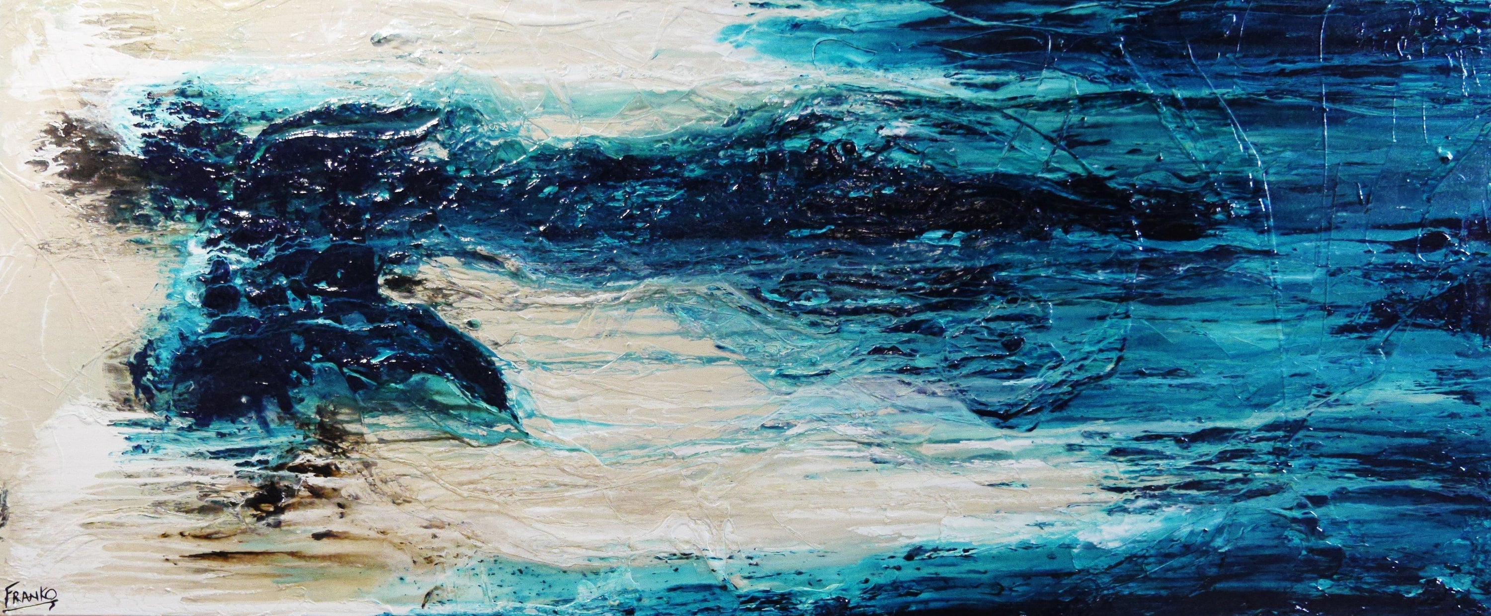 Southern Aurora 240cm x 100cm Turquoise Abstract Painting (SOLD)-abstract-[Franko_Artist]-[Australian_artist]-[Gold_Coast]-[Brisbane]-[modern]-[contemporary]-[original]-[Large_artwork]-Franklin Art Studio