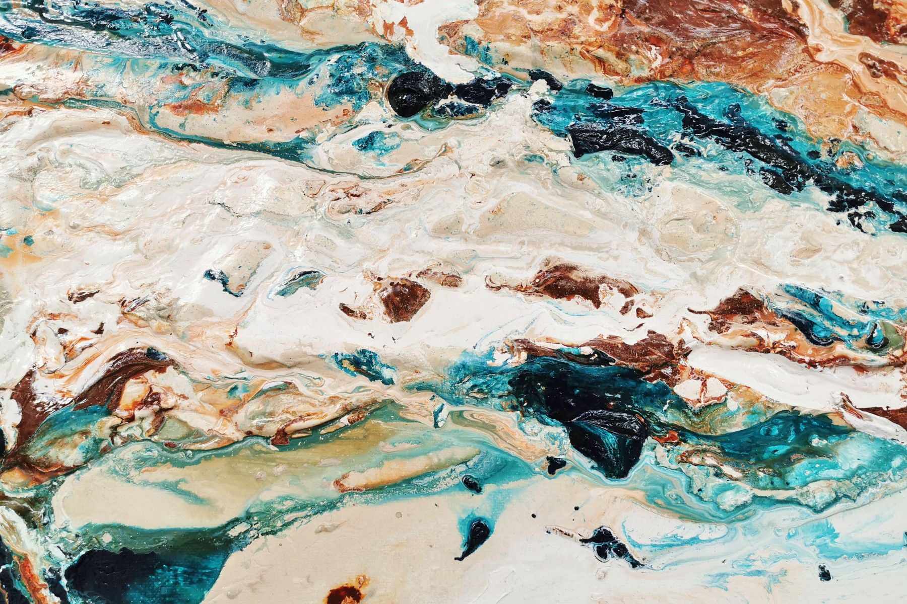 Southern Belle 240cm x 100cm Teal Oxide White Textured Abstract Painting