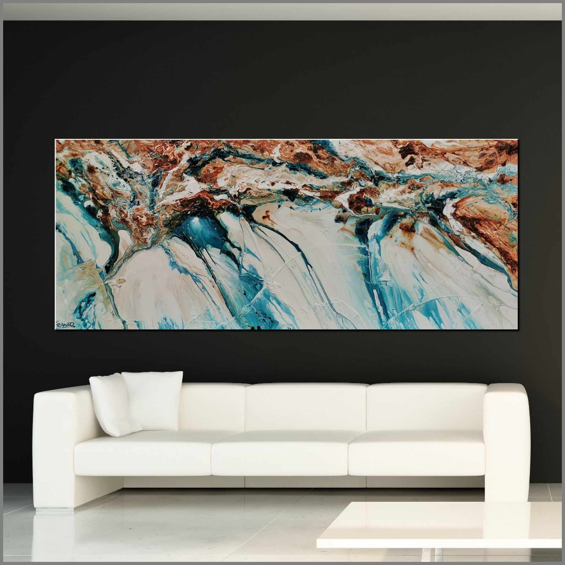 Southern Belle 240cm x 100cm Teal Oxide White Textured Abstract Painting-Abstract-[Franko_Artist]-[Australian_artist]-[Gold_Coast]-[Brisbane]-[modern]-[contemporary]-[original]-[Large_artwork]-[The_Block]-[Dream_Homes]-[ideas]-[Grand_Designs]-[Art_Lover]-Franklin Art Studio