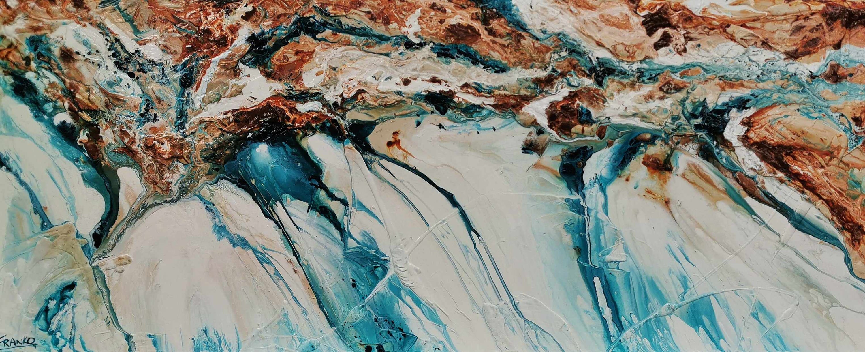 Southern Belle 240cm x 100cm Teal Oxide White Textured Abstract Painting-Abstract-[Franko_Artist]-[Australian_artist]-[Gold_Coast]-[Brisbane]-[modern]-[contemporary]-[original]-[Large_artwork]-Franklin Art Studio
