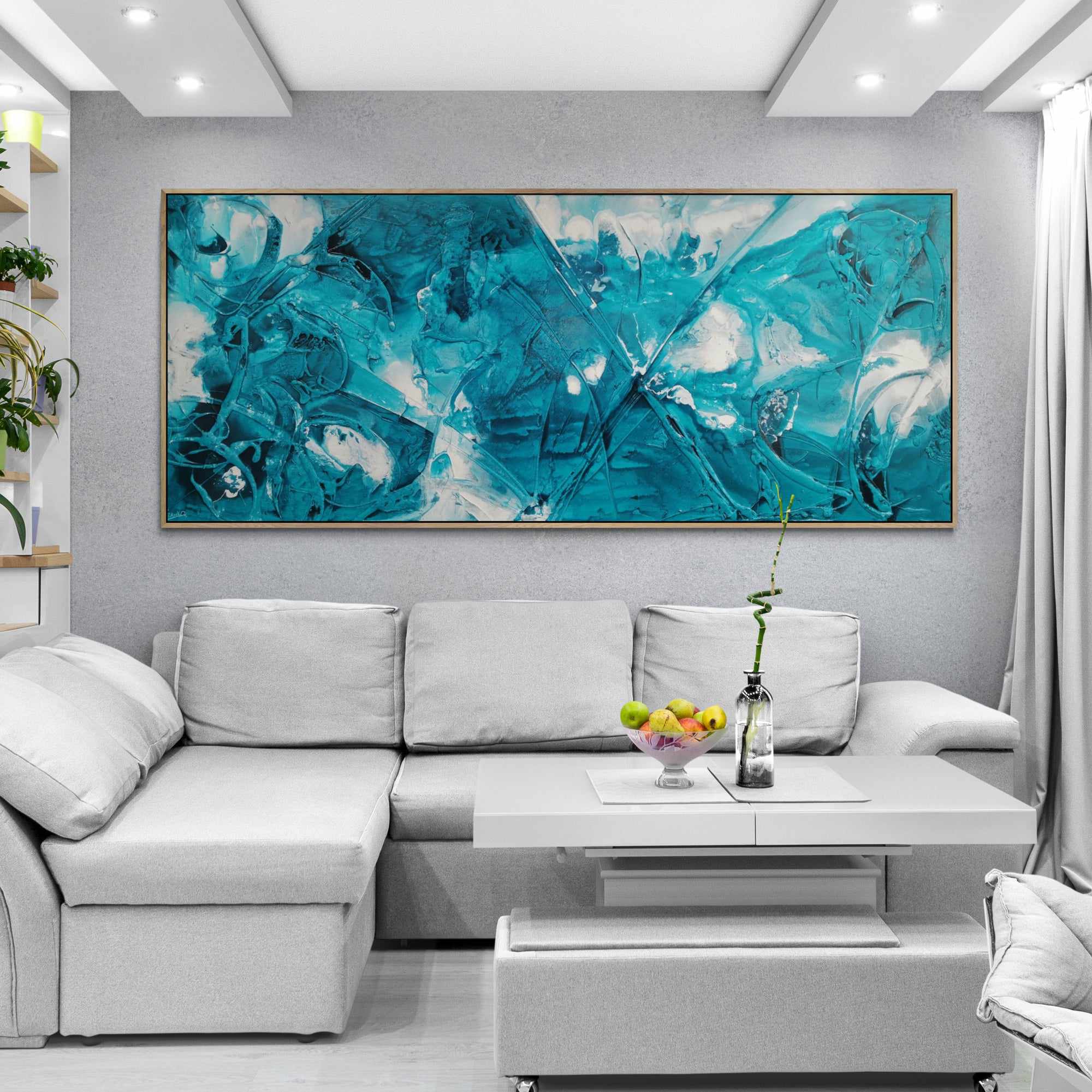 Southern Currents 240cm x 100cm Teal White Ink Textured Abstract Painting (SOLD)-Abstract-[Franko_Artist]-[Australian_artist]-[Gold_Coast]-[Brisbane]-[modern]-[contemporary]-[original]-[Large_artwork]-[The_Block]-[Dream_Homes]-[ideas]-[Grand_Designs]-[Art_Lover]-Franklin Art Studio