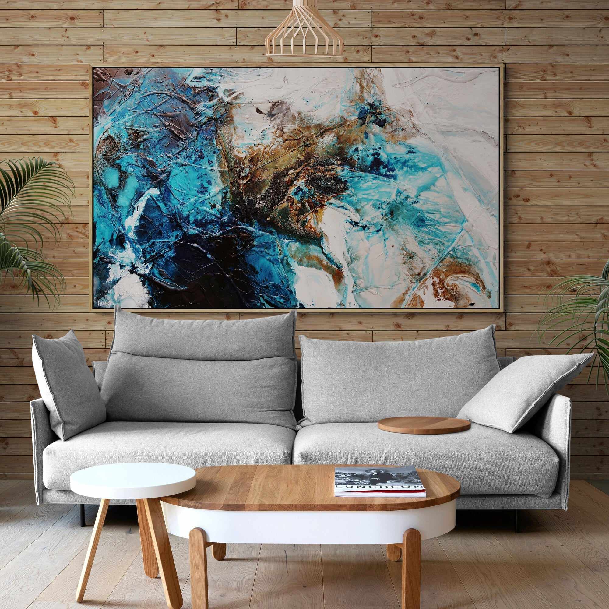 Southern Honeycomb 200cm x 120cm Teal Rust White Textured Abstract Painting (SOLD)-Abstract-[Franko_Artist]-[The_Block]-[Dream_Homes]-[ideas]-[Grand_Designs]-[Art_Lover]-Franklin Art Studio