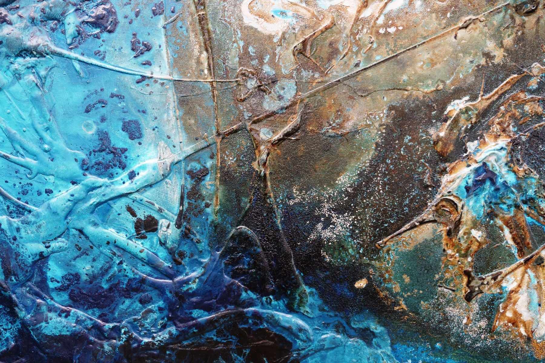 Southern Honeycomb 200cm x 120cm Teal Rust White Textured Abstract Painting (SOLD)