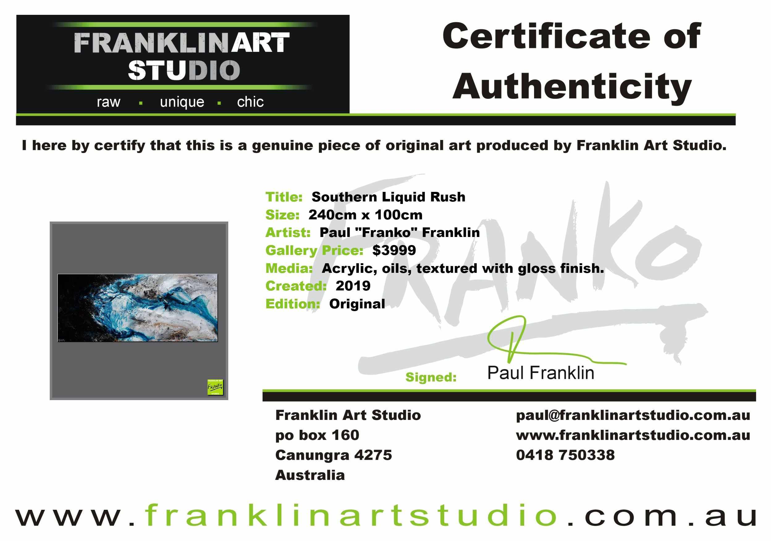 Southern Liquid Rush 240cm x 100cm Blue Grey Black Textured Abstract Painting (SOLD)-Abstract-[Franko_Artist]-[The_Block]-[Dream_Homes]-[ideas]-[Grand_Designs]-[Art_Lover]-Franklin Art Studio