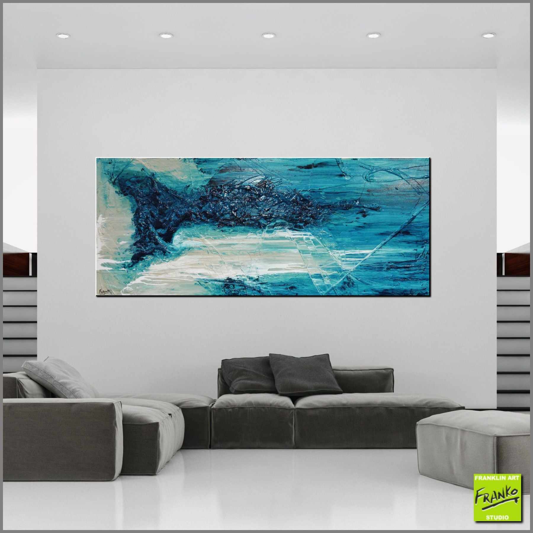 Southern Ocean Melt 240cm x 100cm White Turquoise Textured Abstract Painting (SOLD)-Abstract-[Franko_Artist]-[Australian_artist]-[Gold_Coast]-[Brisbane]-[modern]-[contemporary]-[original]-[Large_artwork]-[The_Block]-[Dream_Homes]-[ideas]-[Grand_Designs]-[Art_Lover]-Franklin Art Studio