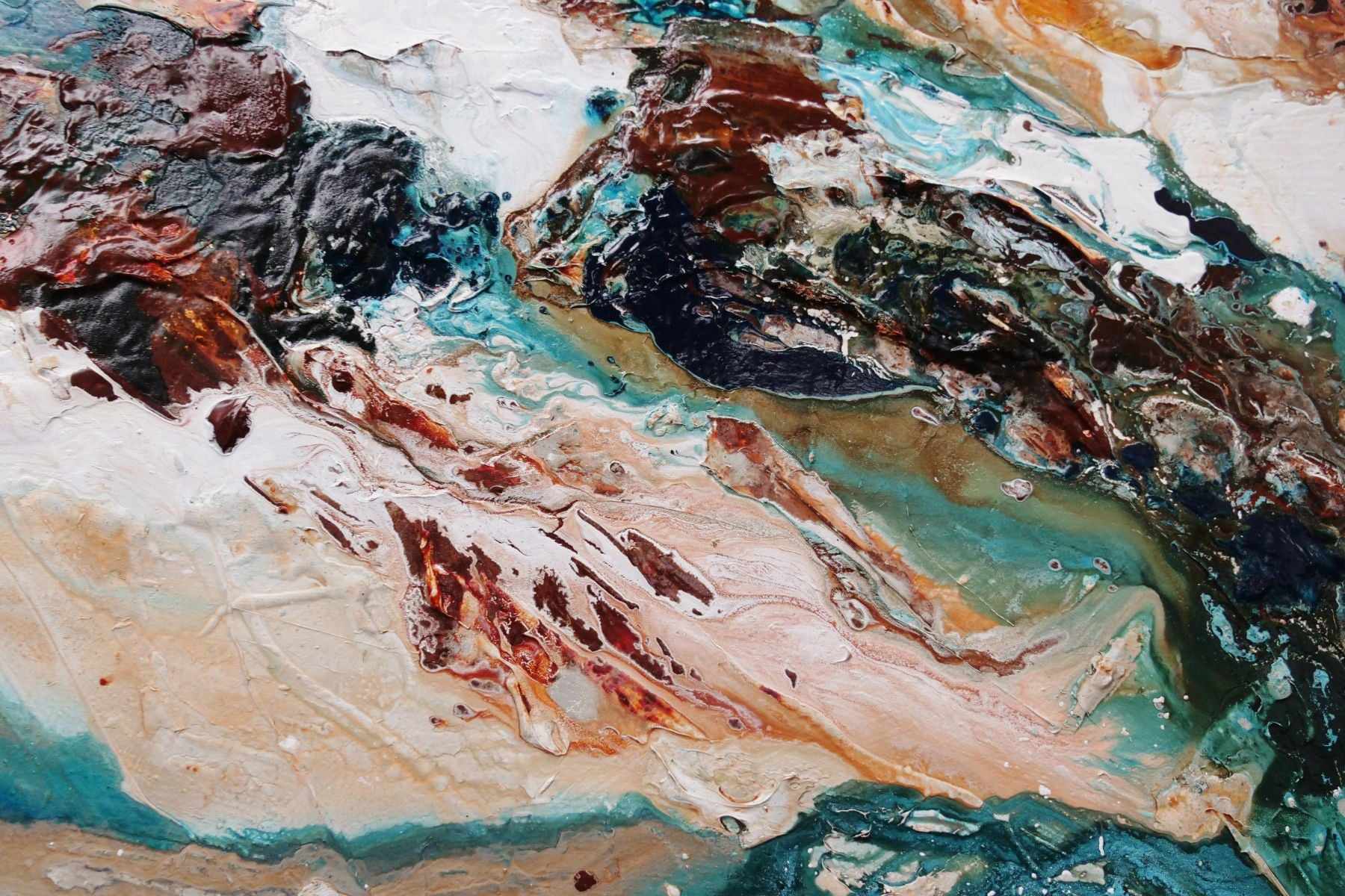 Southern Rock 240cm x 120cm Teal Cream Oxide Textured Abstract Painting (SOLD)