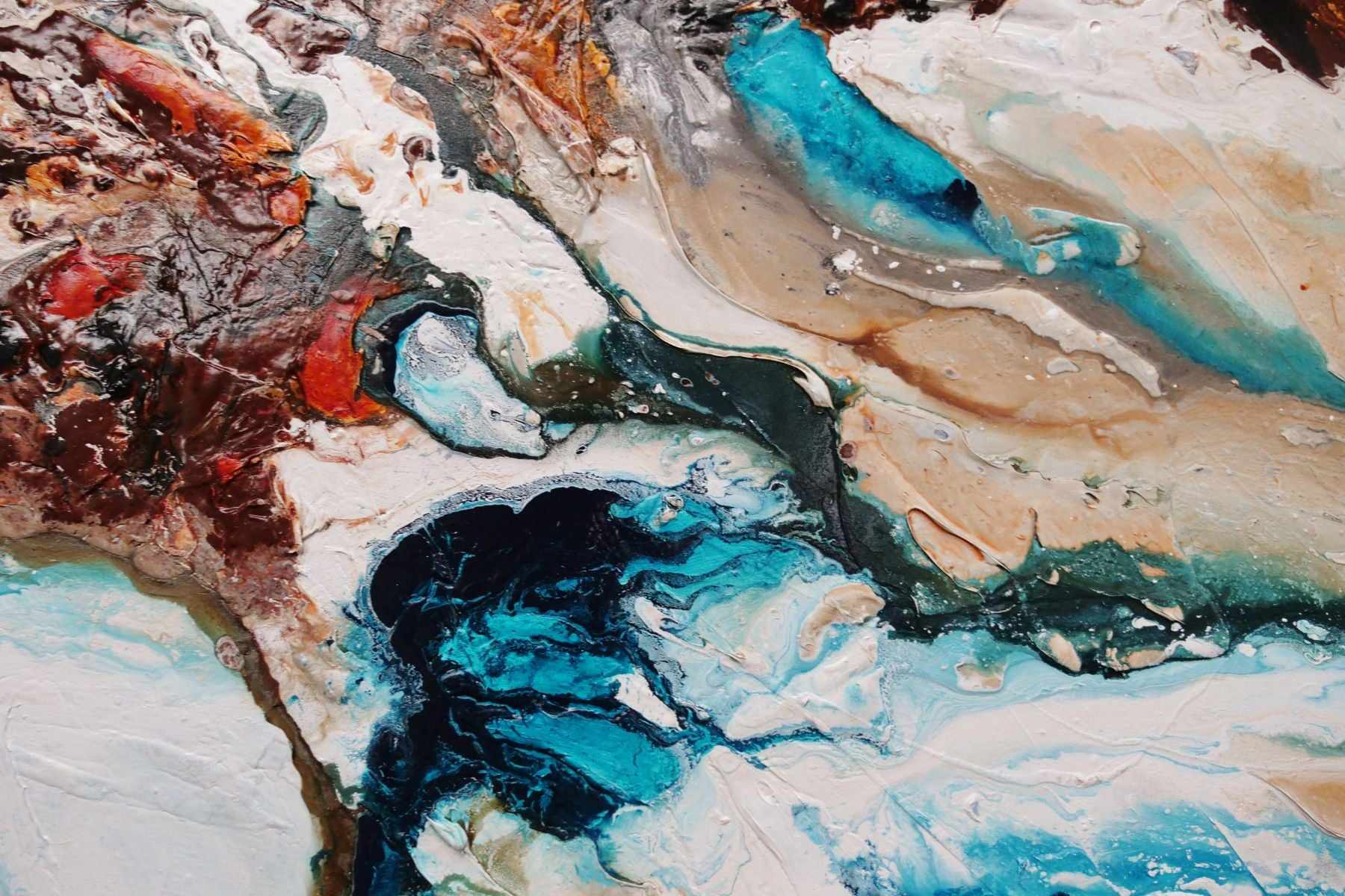 Southern Rock 240cm x 120cm Teal Cream Oxide Textured Abstract Painting (SOLD)