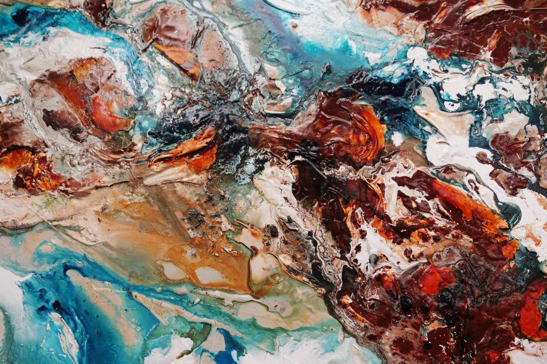 Southern Rock 240cm x 120cm Teal Cream Oxide Textured Abstract Painting (SOLD)