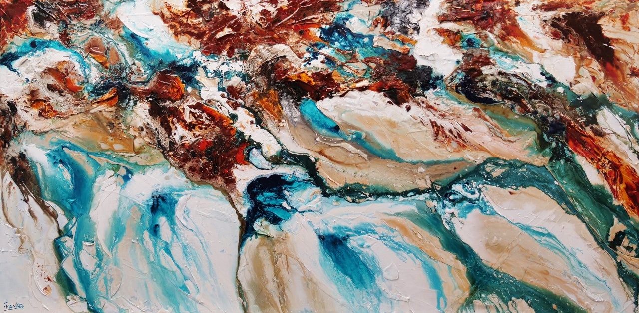 Southern Rock 240cm x 120cm Teal Cream Oxide Textured Abstract Painting (SOLD)-Abstract-[Franko_Artist]-[Australian_artist]-[Gold_Coast]-[Brisbane]-[modern]-[contemporary]-[original]-[Large_artwork]-Franklin Art Studio