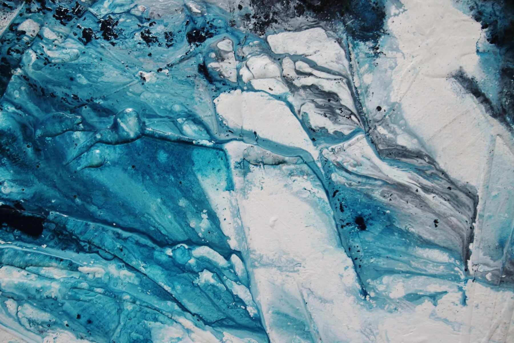Southern Sting 200cm x 80cm Black Turquoise White Textured Abstract Painting (SOLD)-Abstract-[Franko]-[Artist]-[Australia]-[Painting]-Franklin Art Studio