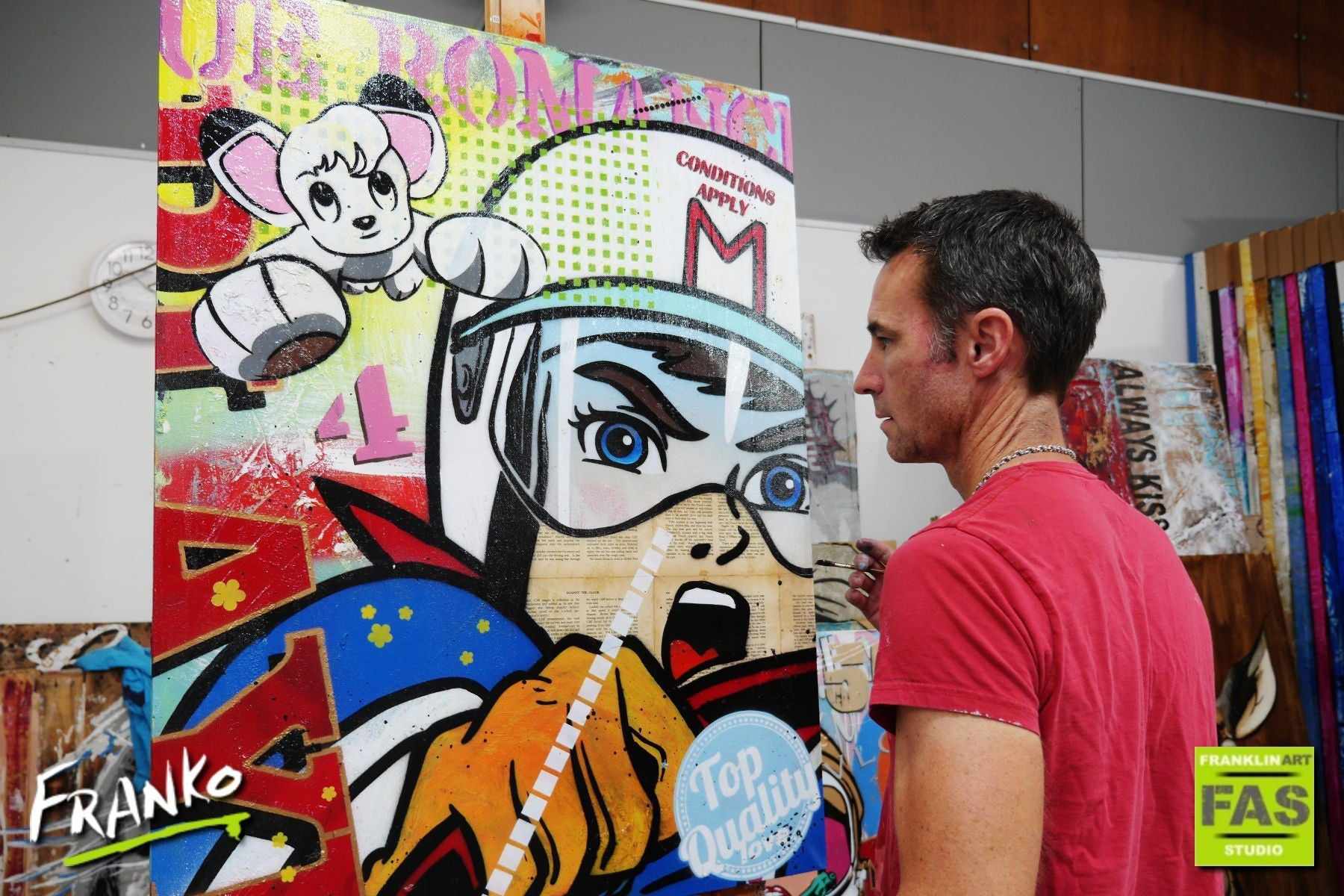 Speed Zone 75cm x 100cm Speed Racer Vintage Book Pop art Painting Pop Art Painting (SOLD)-urban pop-[Franko_Artist]-[The_Block]-[Dream_Homes]-[ideas]-[Grand_Designs]-[Art_Lover]-Franklin Art Studio
