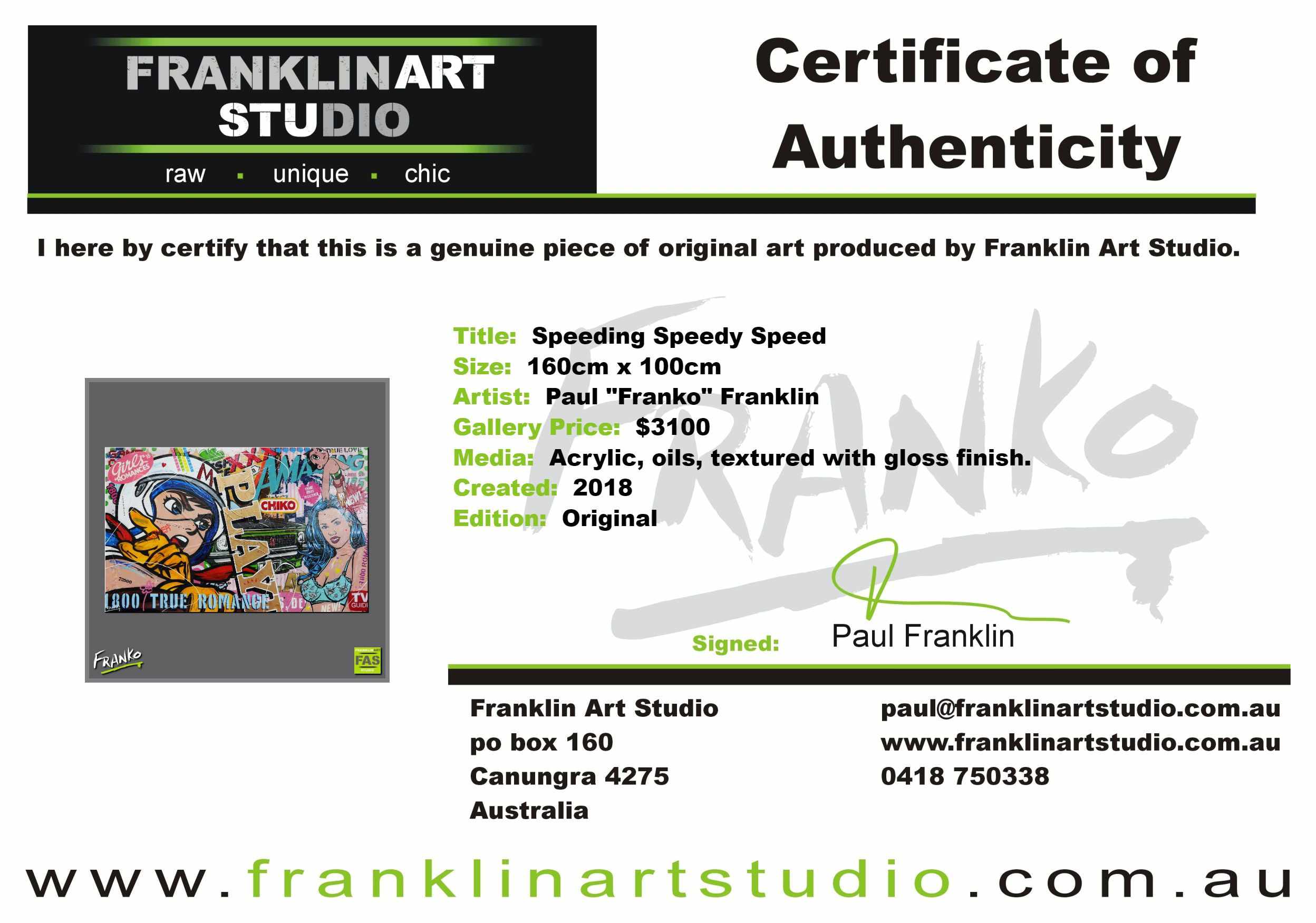 Speeding Speedy Speed 160cm x 100cm Speed Racer Textured Urban Pop Art Painting (SOLD)-urban pop-[Franko_Artist]-[The_Block]-[Dream_Homes]-[ideas]-[Grand_Designs]-[Art_Lover]-Franklin Art Studio