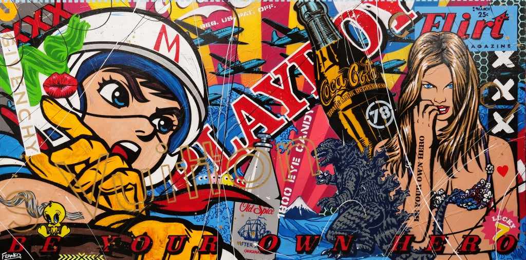 Speedy Speed 240cm x 120cm Speed Racer Textured Urban Pop Art Painting (SOLD)-urban pop-[Franko_Artist]-[Australian_artist]-[Gold_Coast]-[Brisbane]-[modern]-[contemporary]-[original]-[Large_artwork]-Franklin Art Studio