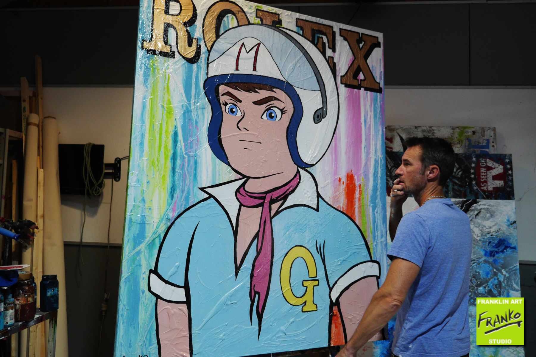 Speedy Timing 120cm x 150cm Speed Racer Urban Pop Art Painting (SOLD)-urban pop-[Franko_Artist]-[The_Block]-[Dream_Homes]-[ideas]- [Grand_Designs]-Franklin Art Studio