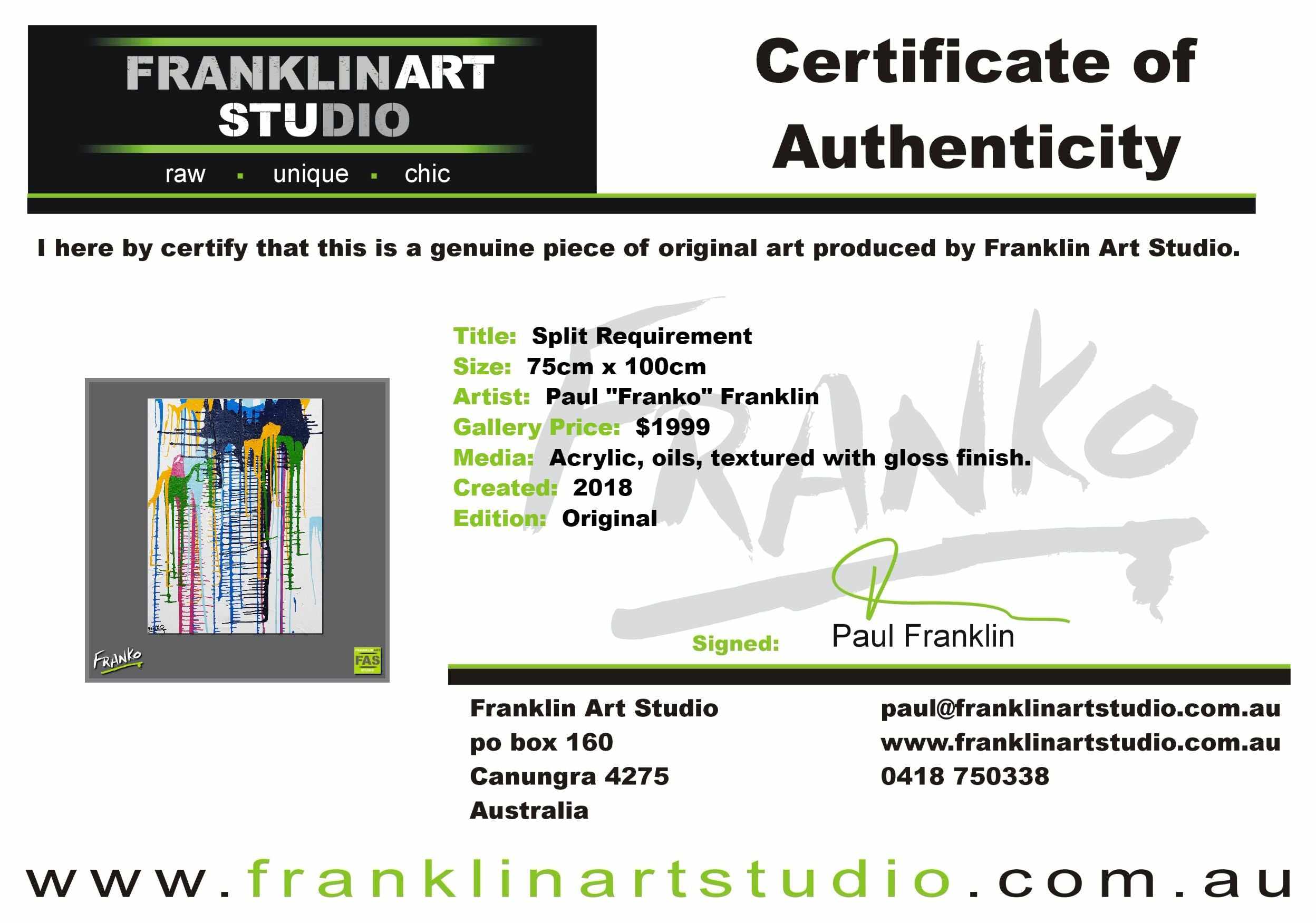 Split Requirement 75cm x 100cm White Colourful Abstract Painting (SOLD)-Abstract-[Franko_Artist]-[The_Block]-[Dream_Homes]-[ideas]-[Grand_Designs]-[Art_Lover]-Franklin Art Studio