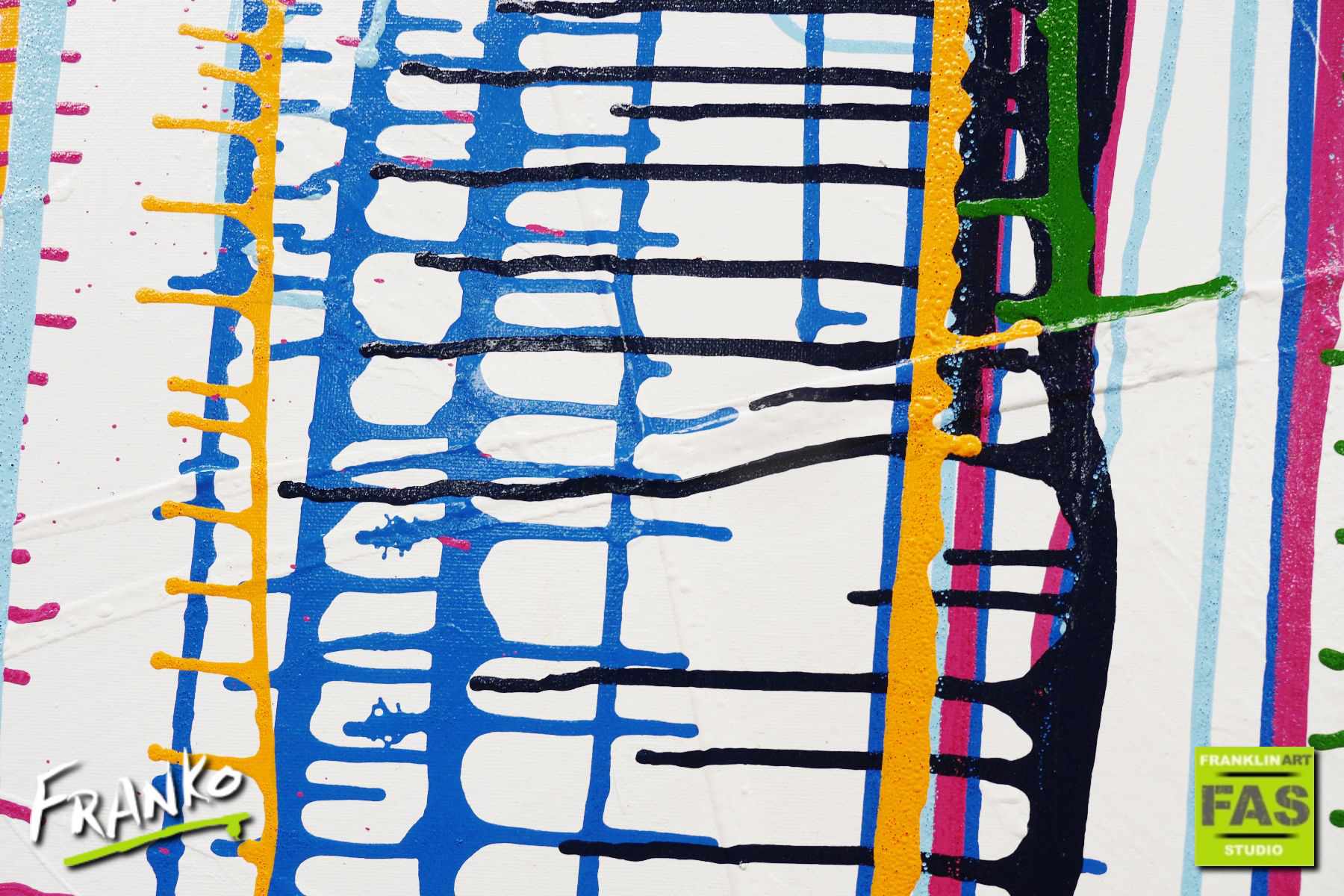 Split Requirement 75cm x 100cm White Colourful Abstract Painting (SOLD)