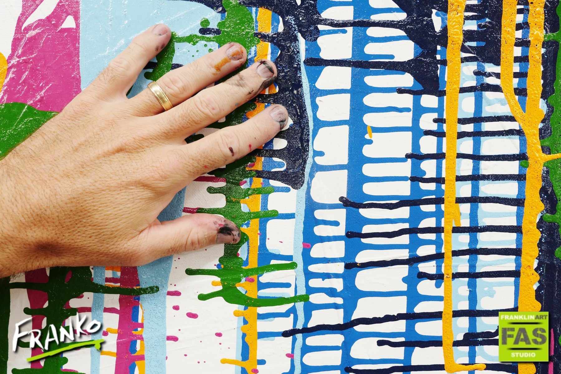 Split Requirement 75cm x 100cm White Colourful Abstract Painting (SOLD)
