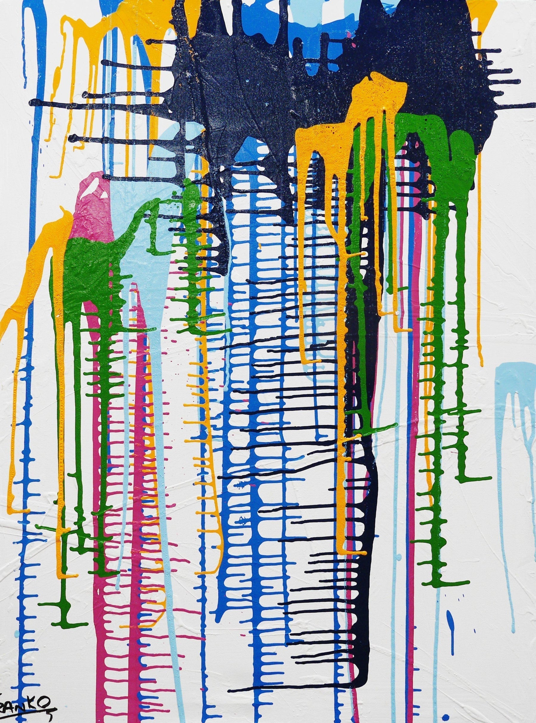 Split Requirement 75cm x 100cm White Colourful Abstract Painting (SOLD)-Abstract-[Franko_Artist]-[Australian_artist]-[Gold_Coast]-[Brisbane]-[modern]-[contemporary]-[original]-[Large_artwork]-Franklin Art Studio